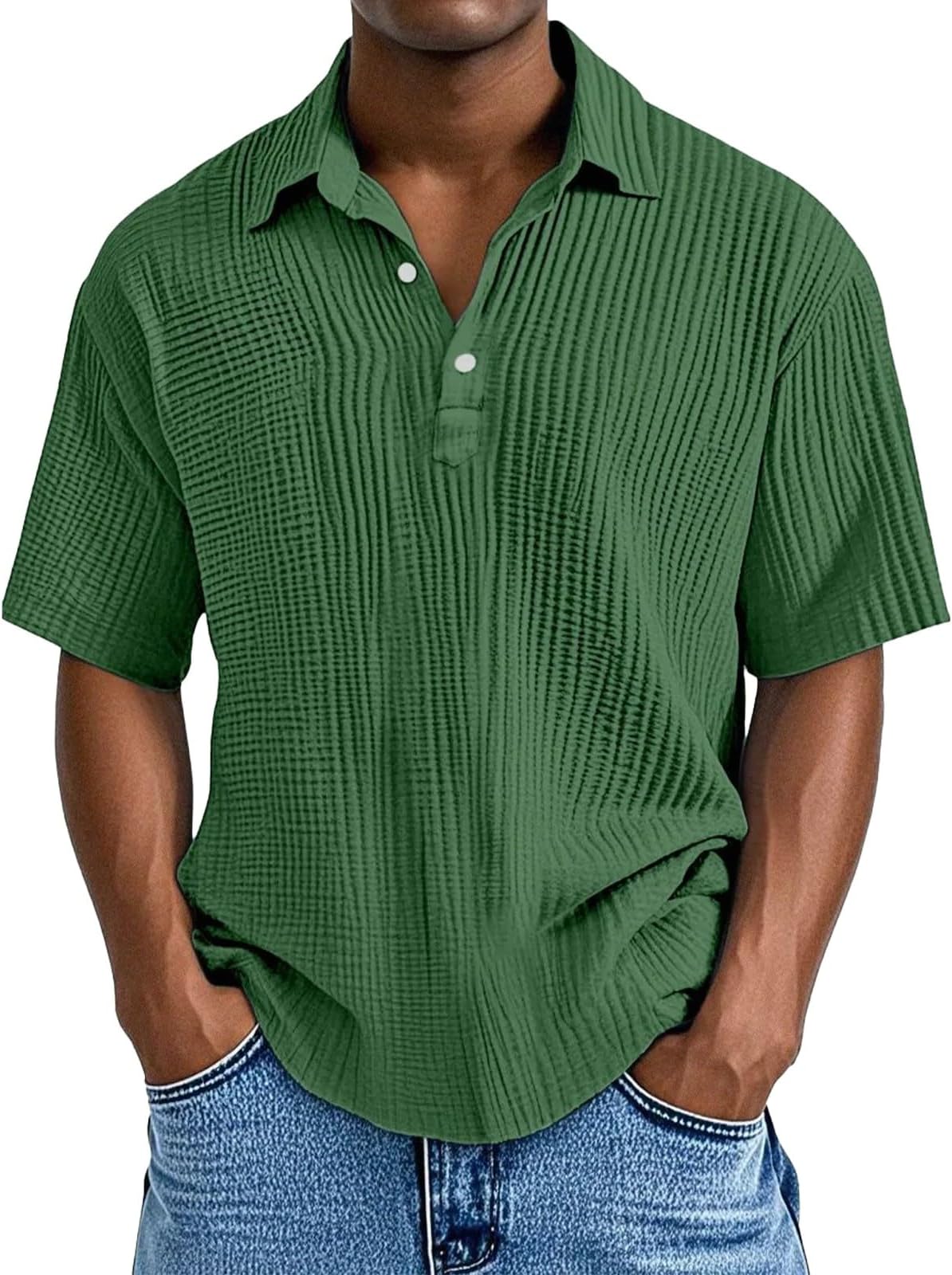 T Shirts for Men UK Summer Button Down Lapel Solid Color Lapel Short Sleeve Casual Shirt Breathable Lightweight Texture Stylish Classic Plain T Shirts Work Out Sport Running Tshirt T-Shirt