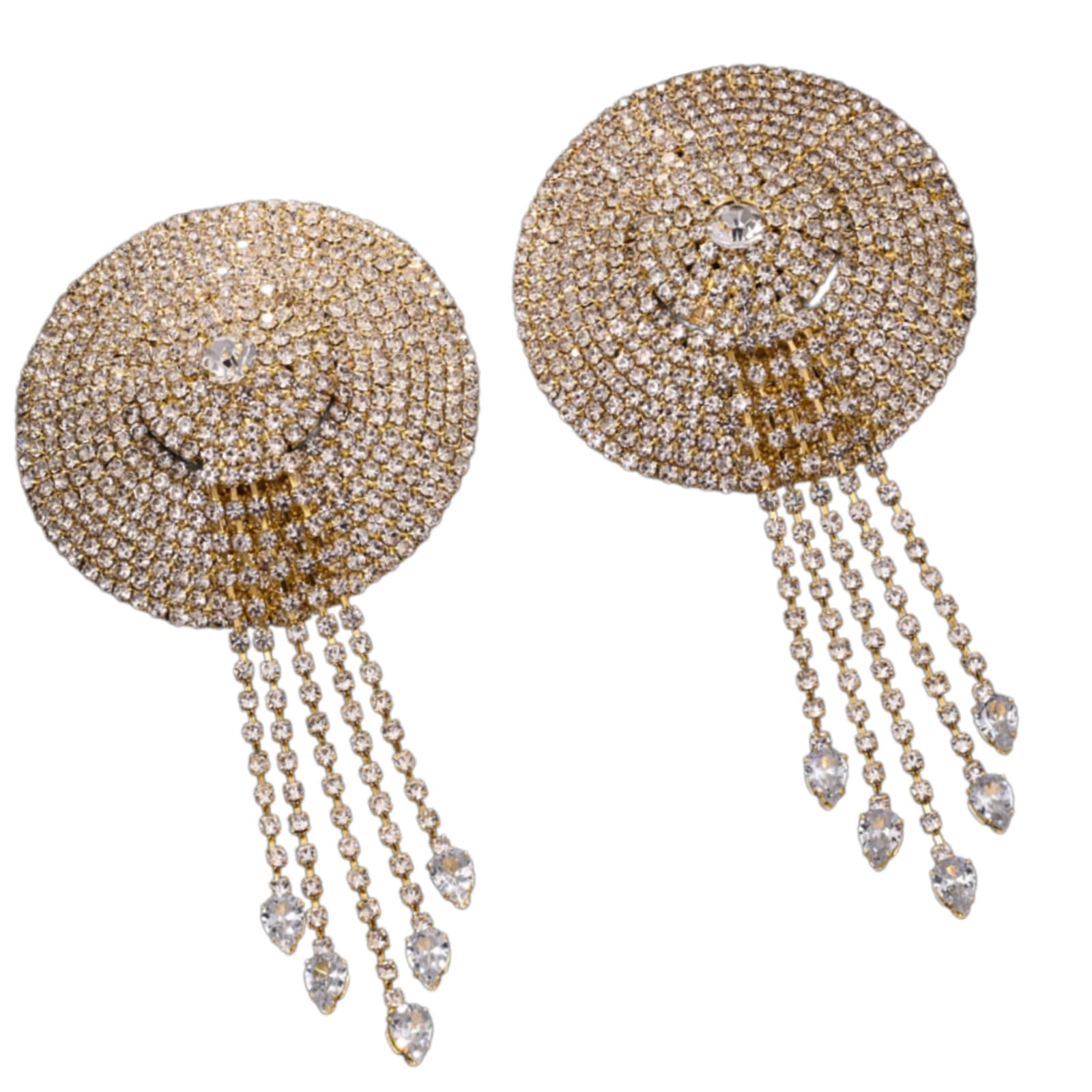 Oxxggkao Women Glittering Nipple Stickers With Rhinestones Tassels Body Chain For Festivals Party Tassels Covers Pasties Adhesive Pasties