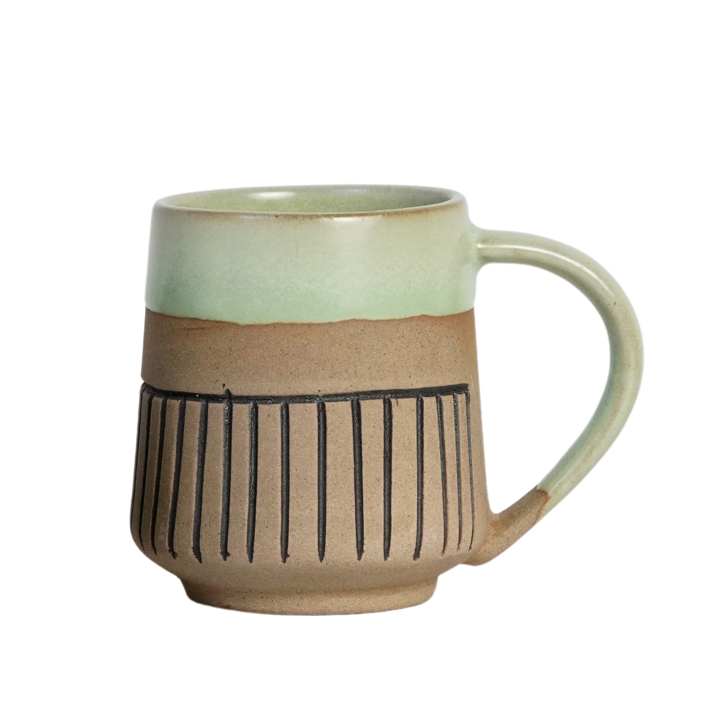 Freakway Canyon Rose Set of 2 Studio Ribbed Handcrafted Ceramic Coffee Mug Set of 2 (400 ML, Microwave Safe & Dishwasher Safe)-Tea Mugs Ceramic Mugs Milk Mug Coffee Cup Drinkware 2