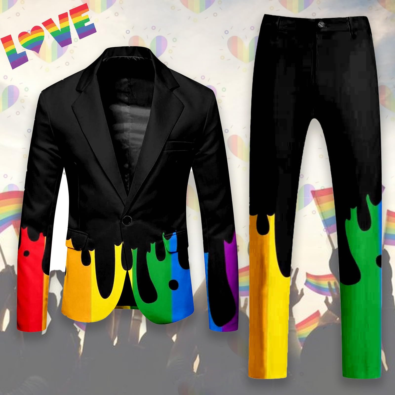 Traje de hombre traje de arco iris 2 piezas Slim Fit Traje formal de negocios para hombre traje de hombre para hombres blazer pantalones conjunto completo cómodo traje casual elástico