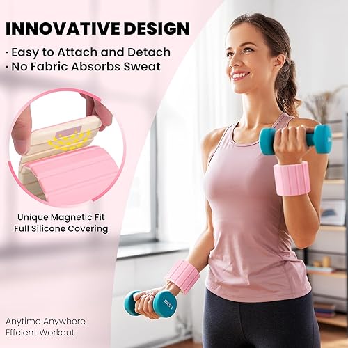 Miniatura 2 de Pesas de muñeca y tobillo para mujeres, hombres y niños, 1 libra x 2, conexión magnética, pilates, brazo, pierna, peso para caminar, yoga, baile,