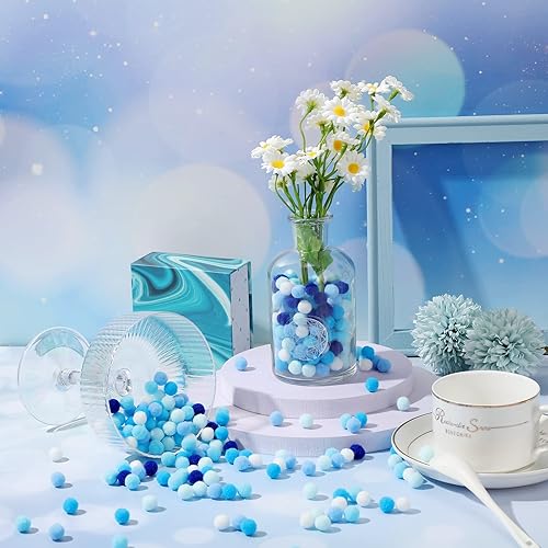 Miniatura 3 de Tegeme 2000 pompones surtidos de 0.39 pulgadas para Acción de Gracias, Navidad, invierno, bricolaje, manualidades y decoración (serie azul)