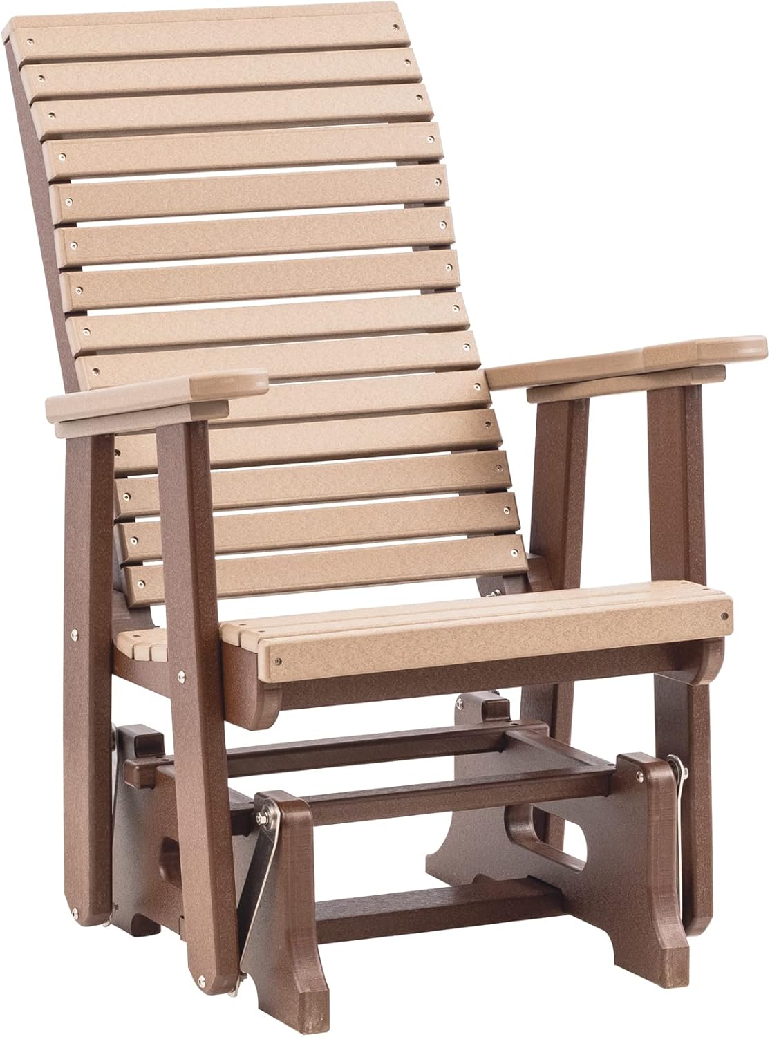 Anchor Bay Amish Crafted Poly Outdoor Glider, High-Back (Brazilian Walnut on Black)