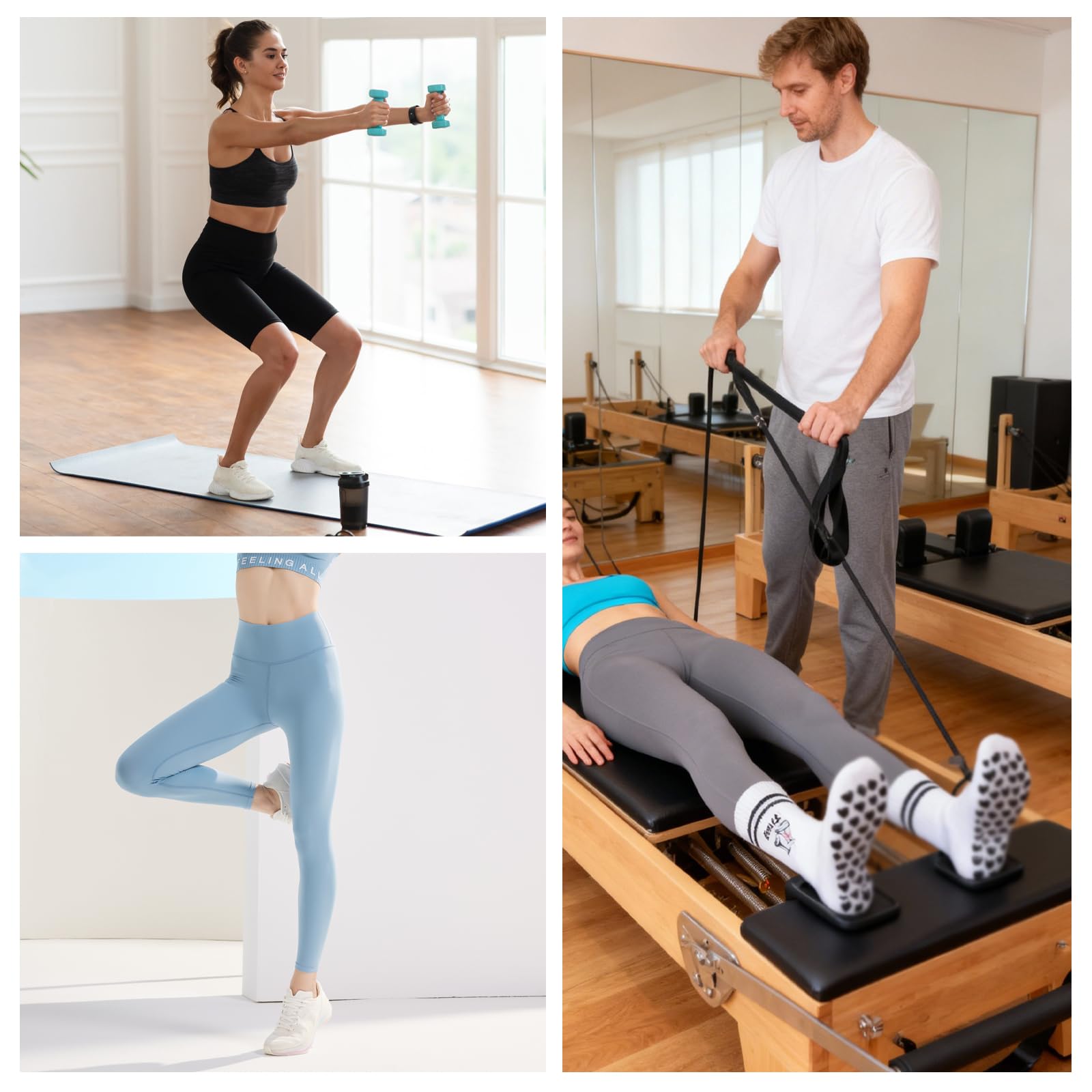 VOSSOT 3 pary damskich skarpet do pilatesu, miękkie, bawełniane, do jogi, z wzorem w serce, stopery, damskie skarpety z wypustkami dla stabilnego trzymania – antypoślizgowe skarpety do pilatesu