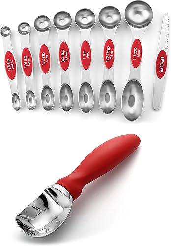 Spring Chef Cuchara de helado y cucharas medidoras magnéticas - Rojo
