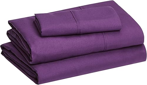 Miniatura 3 de snowhomes 800-Thread Count 4-Pcs Bed Sheets 100% Egyptian Cotton Bedding Set Purple King Size Sheets, Long Staple Cotton Fitted Sheet with