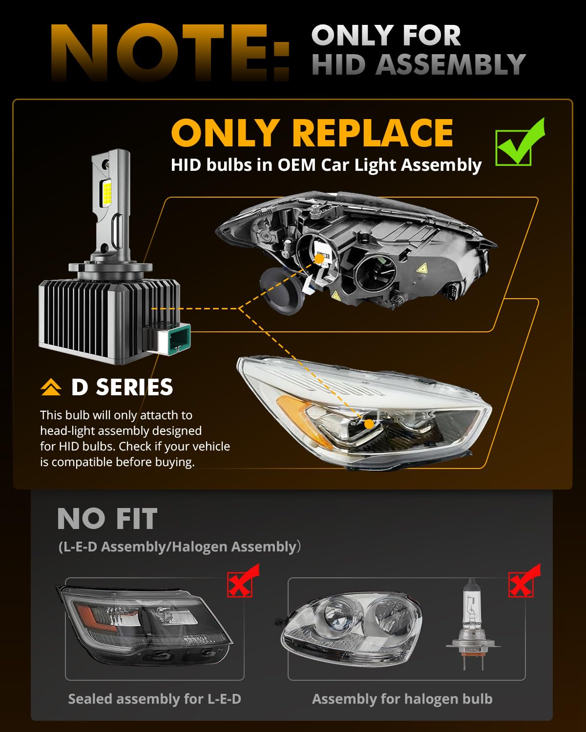 Auxbeam 2025 D3S D3R Fog Lights for Off-road Use, Plug and Play