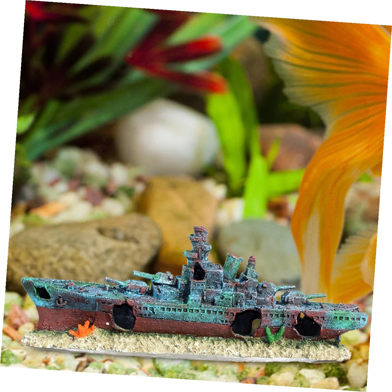 ifundom mit Kreativer Unterwasser Themenwelt aus Kunstharz Schiffswrack Aquarium und Lebensechtem Design mit Sicherem Versteck für Fische im Aquarium
