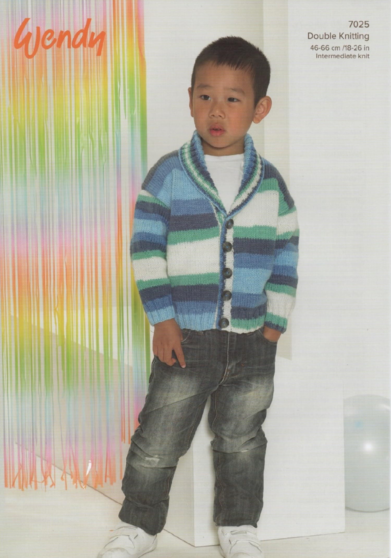 Material Multicolor Wendy Peter Pan Double Knitting Dk Pattern Intermediate Knit Kids Cardigan 7025
