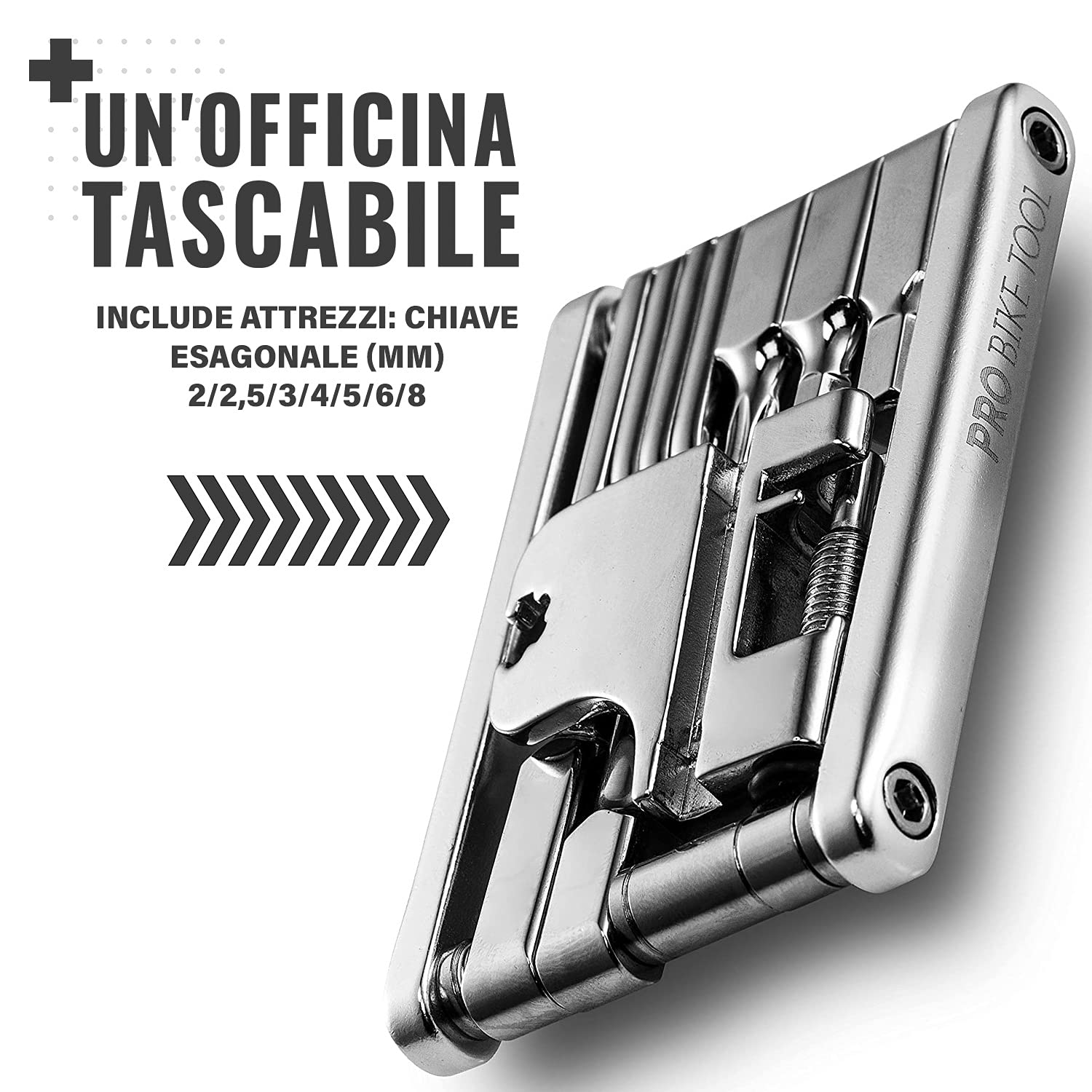 PRO BIKE TOOL 17 in 1 Multitool per Bicicletta - Kit di Riparazione per Biciclette compatte e Leggere per Biciclette da Strada e da Montagna - Set di Borse da Viaggio e tascabili
