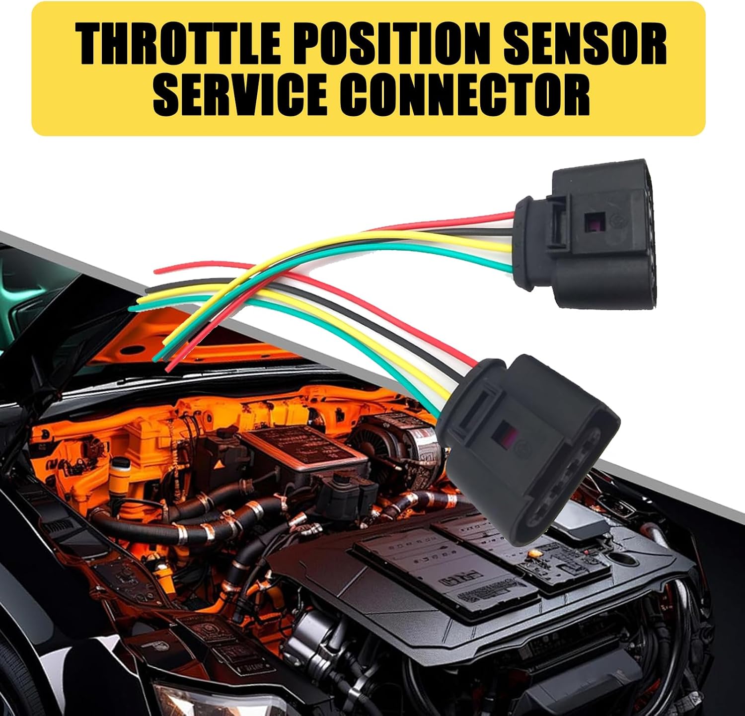 2 PCS Ignition Coil Female Connector, Waterproof Heat Resistant Pigtail Harness Adapter, Plug and Play Repair Accessory, Compatible with Audi VW Jetta Passat DJ7045A-3.5-21 1J0973724 (Black)