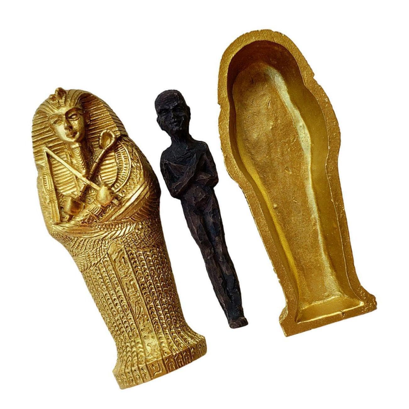 ALCXAZS Authentic Ancient Egyptian Coffin with Mummy Figurines Statue Unique Home Tabletop Ornament Pharaoh Craft