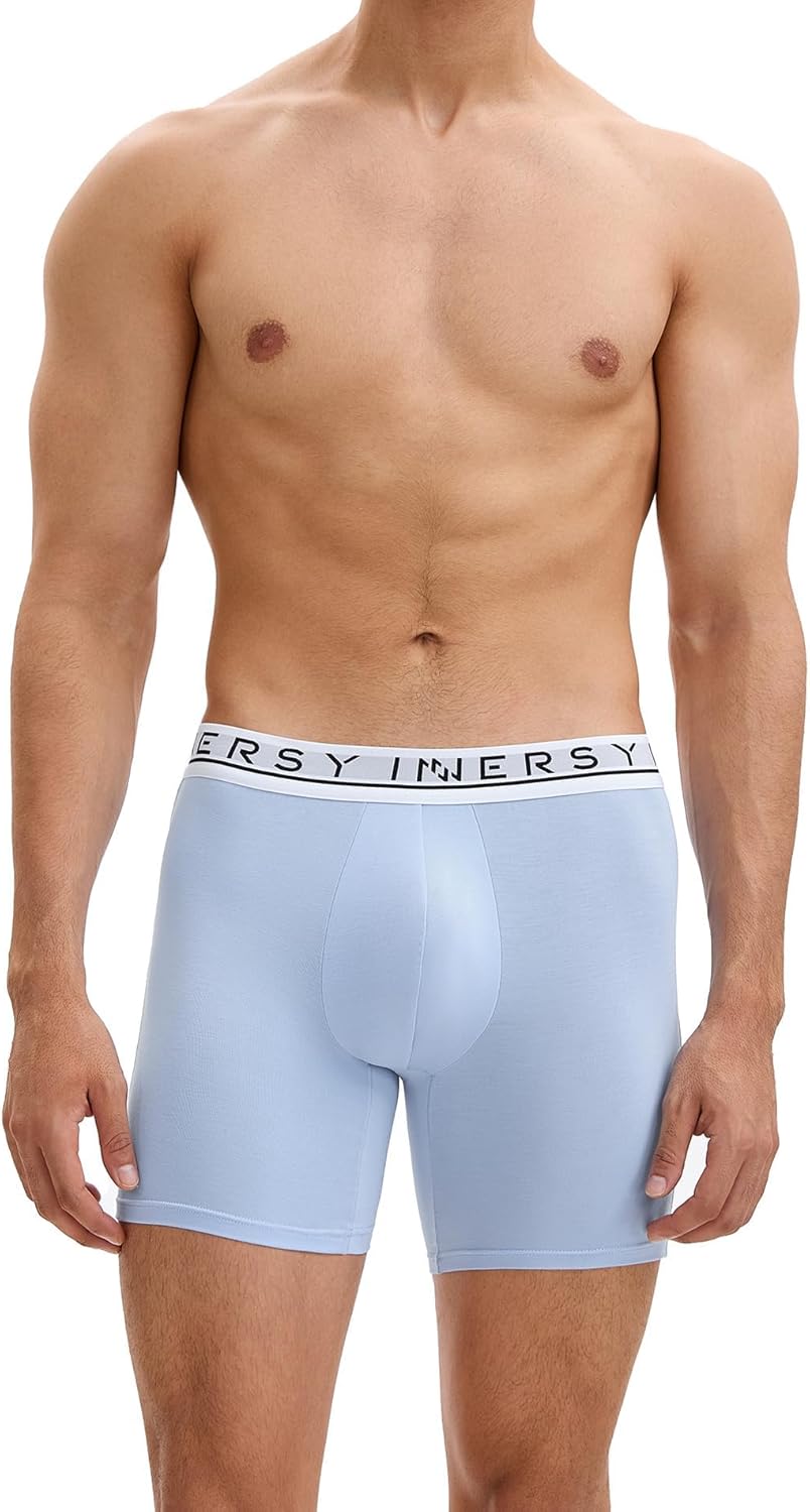 INNERSY Men's Bamboo Viscose Boxer Briefs Breathable Moisture Wicking Underwear 4-Pack - Image 2