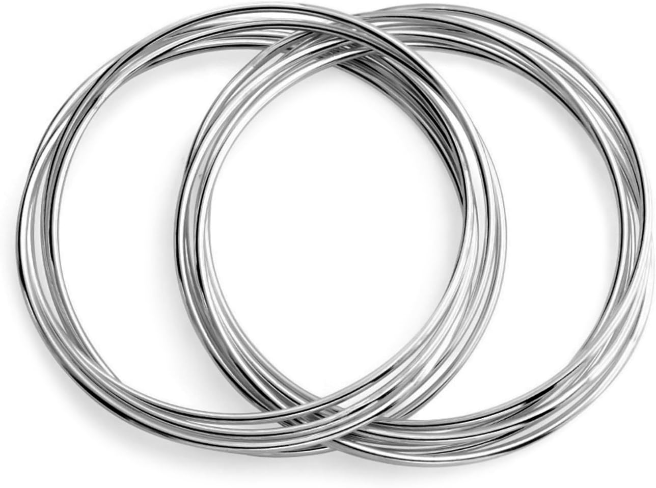 Bling Jewelry Interlocking Silver Tone Bangle Bracelet Set of 10 For Women Stainless Steel