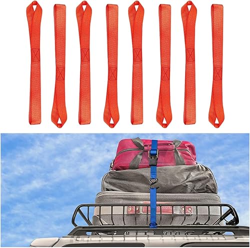 BESULEN Correas de amarre de bucle suave, paquete de 8 unidades de capacidad de carga de 220 libras, resistencia a la rotura de 1100 libras, bucles