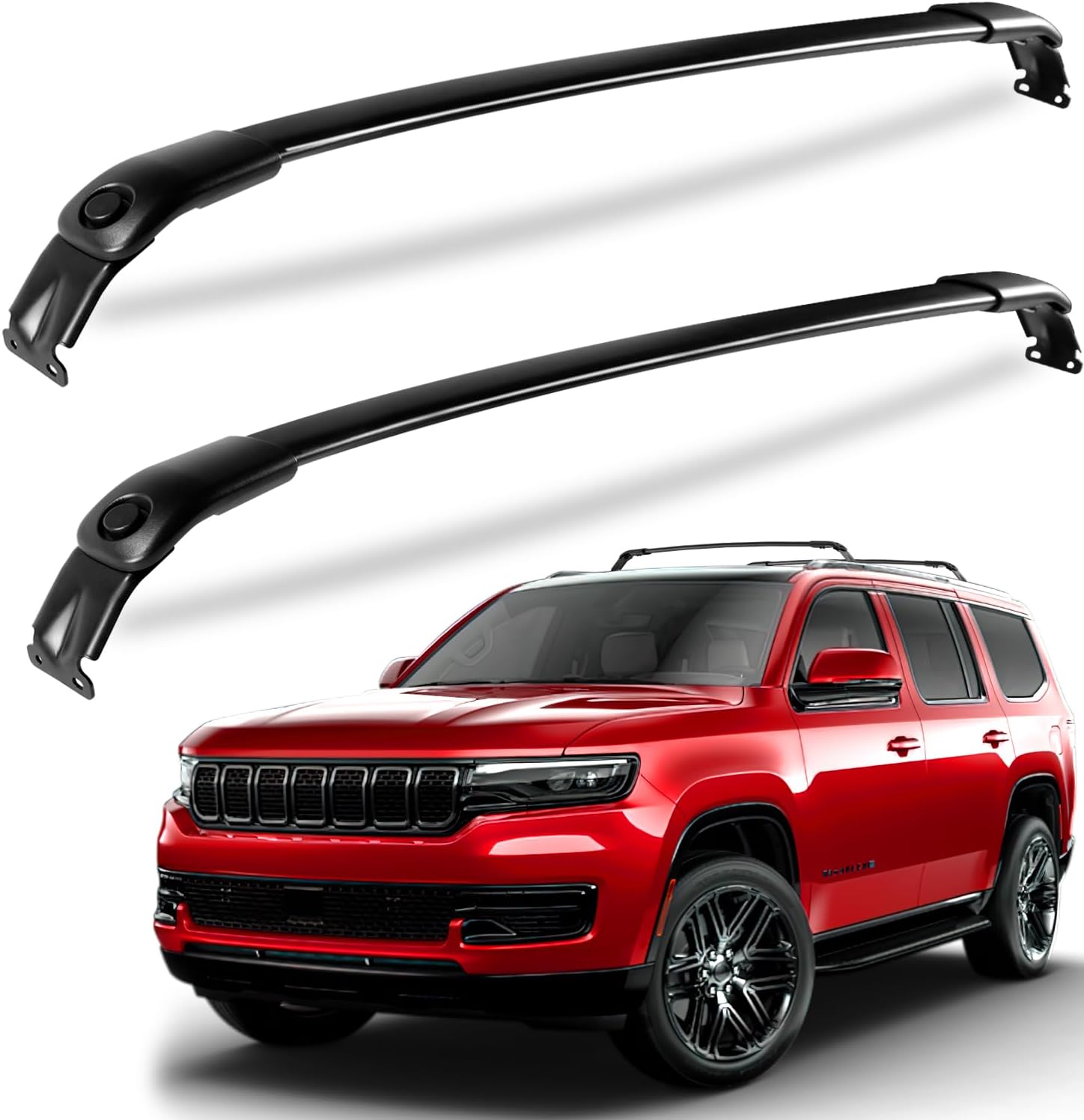 Roof Rack Cross Bars Compatible with 2022-2025 Jeep Wagoneer & Grand Wagoneer & Wagoneer L & Grand Wagoneer L, Heavy Duty Aluminum Roof Rails Crossbars Rooftop Black Compatible with Jeep Wagoneer 2022 2023 2024 2025