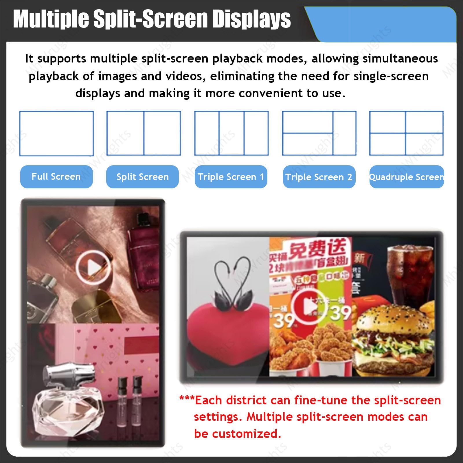 Pantalla LED publicitaria para Exteriores,Pantalla Digital suspendida Ultrafina,Pantalla LED dinámica para publicación remota, Ideal para Tiendas de té de Burbujas,hospitales y pizzerías 24“