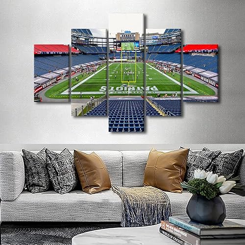 Vista 123 de Cuadros de estadios deportivos de fútbol americano de Minnesota, cuadros de vikingos, 5 paneles, lienzo para pared, arte de pared del estadio