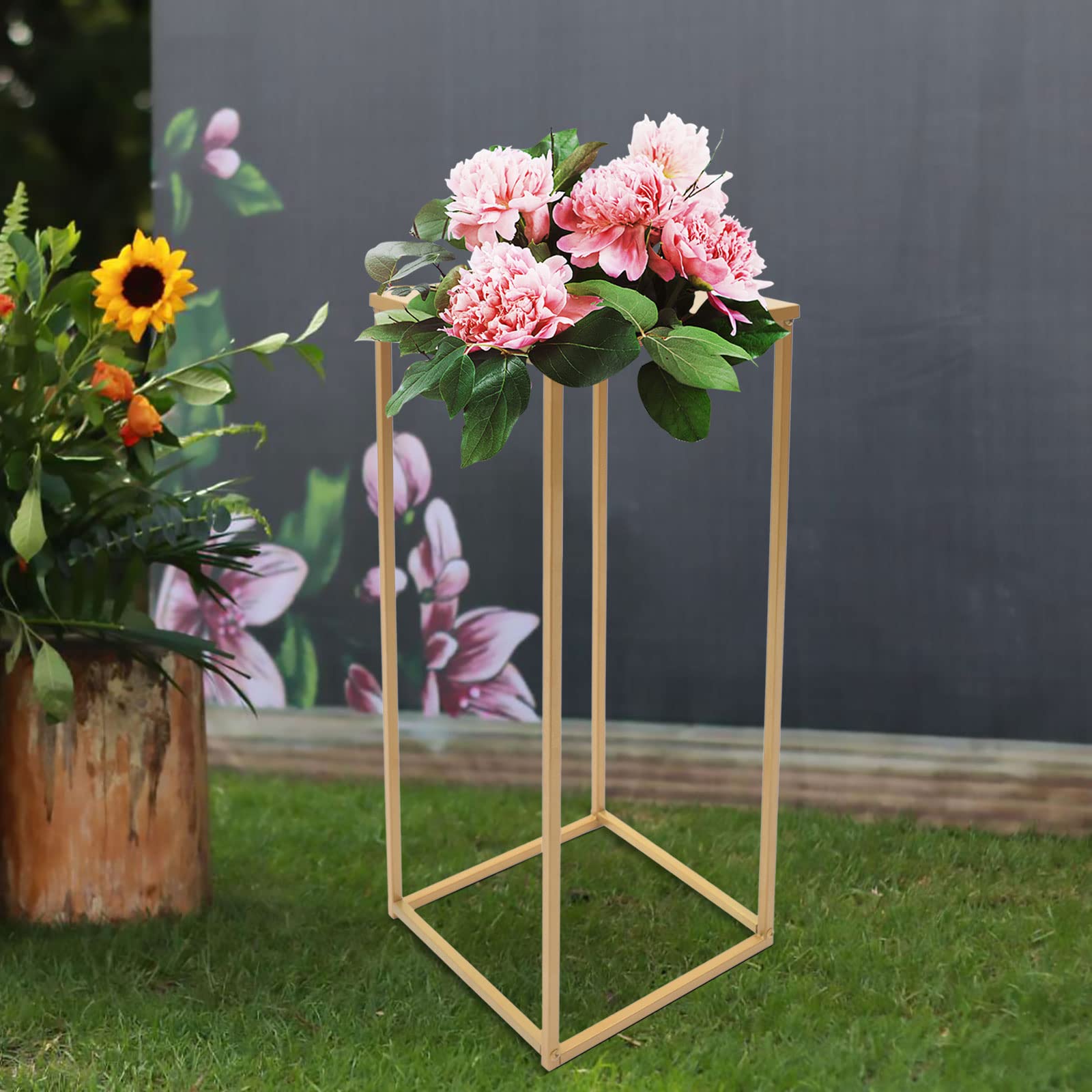 Set di 10 supporti per fiori in metallo dorato, 80 x 30 x 30 cm, colonne a forma di colonna, per matrimoni, feste ed eventi, elegante decorazione da tavolo per composizioni floreali