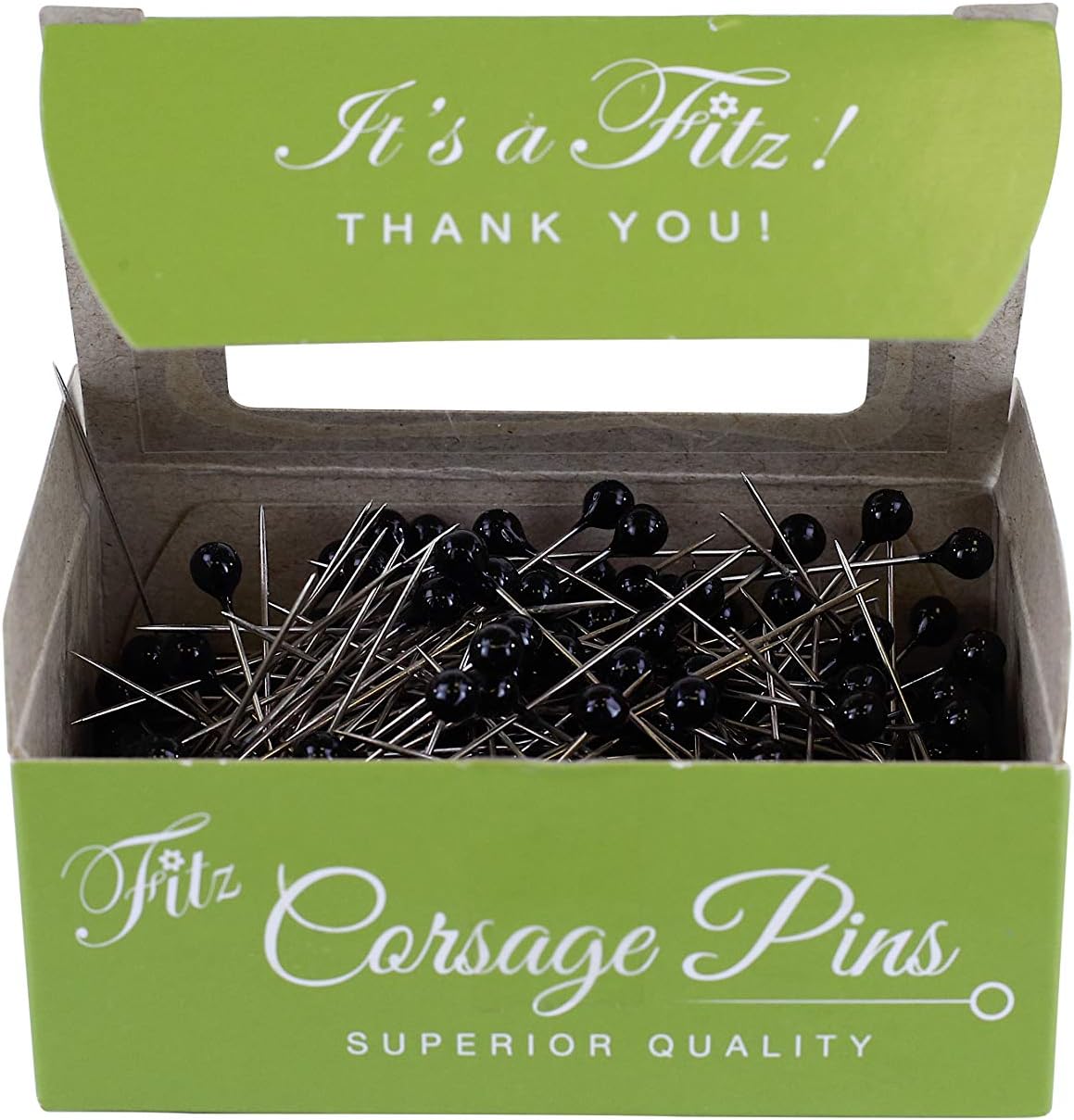 Floral Accessories - Boutonniere Pins Round Head Box Rd, Matte Black, 1-1/2 Inch, 250 Pieces