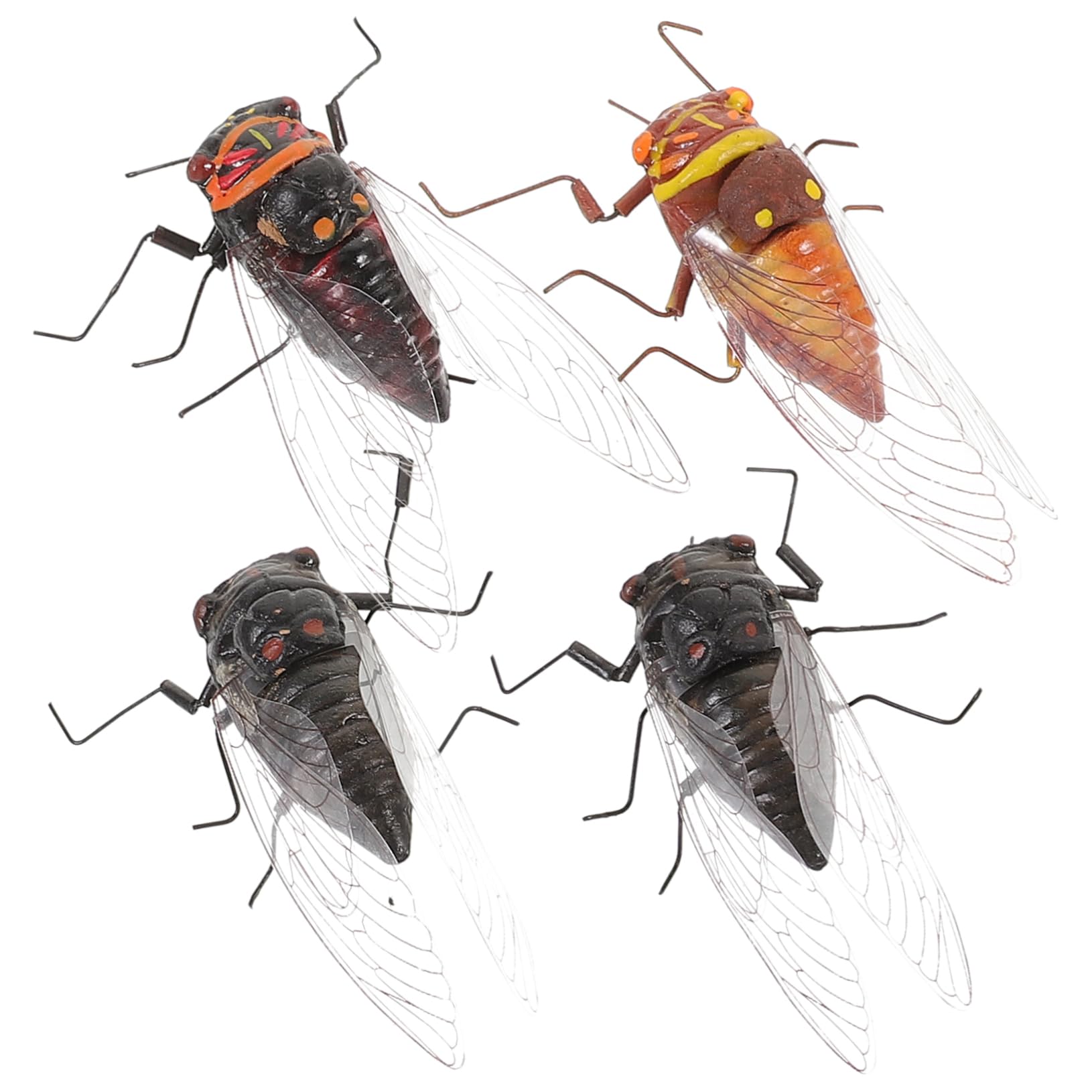 4pcs Cicada Simulation Miniatures Recognition Toy Kid Toy Realistic Simulation Cicada Halloween Decor Children Toys Models for Kids Sculpture Kids Toys Animal Fridge Magnet Plastic