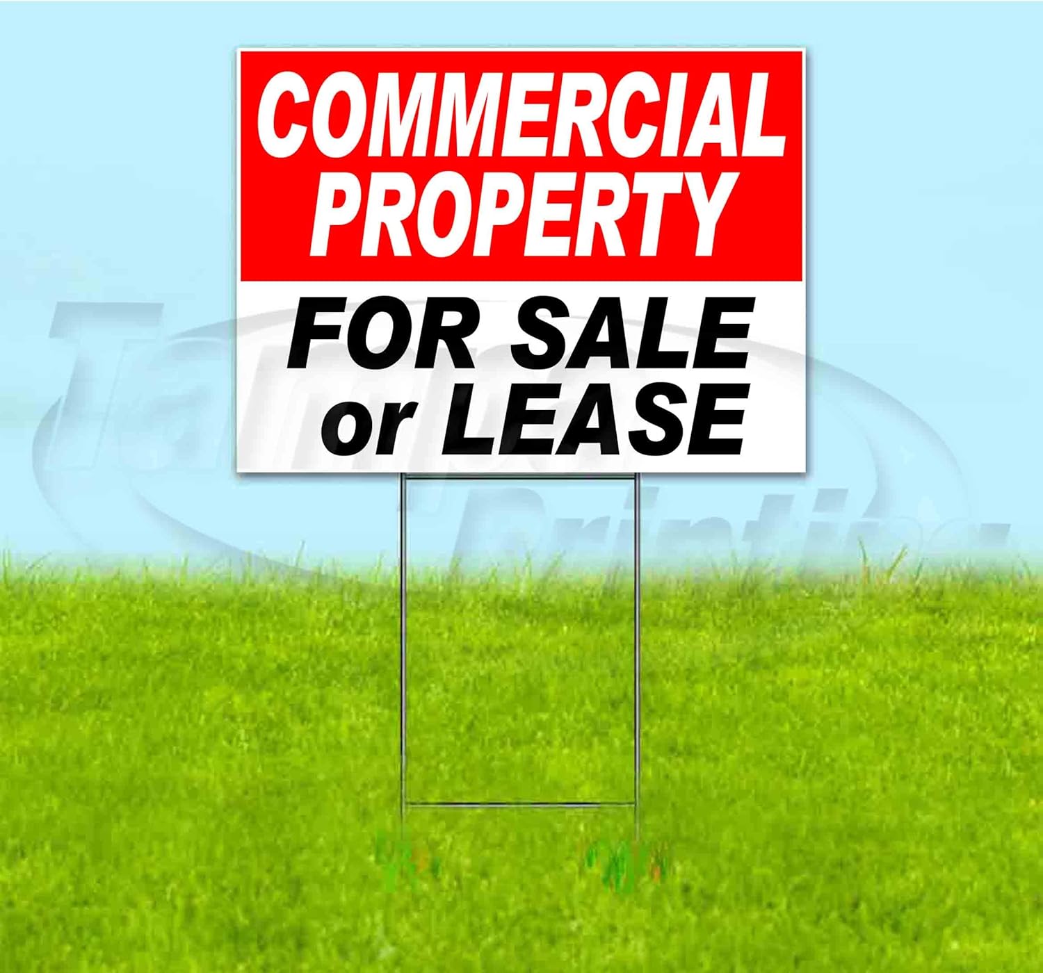 Commercial Property for Sale Or Lease (18" X 24") Yard Sign, Quantity Discounts, Multi-Packs, Includes Metal Step Stake, Bandit Sign