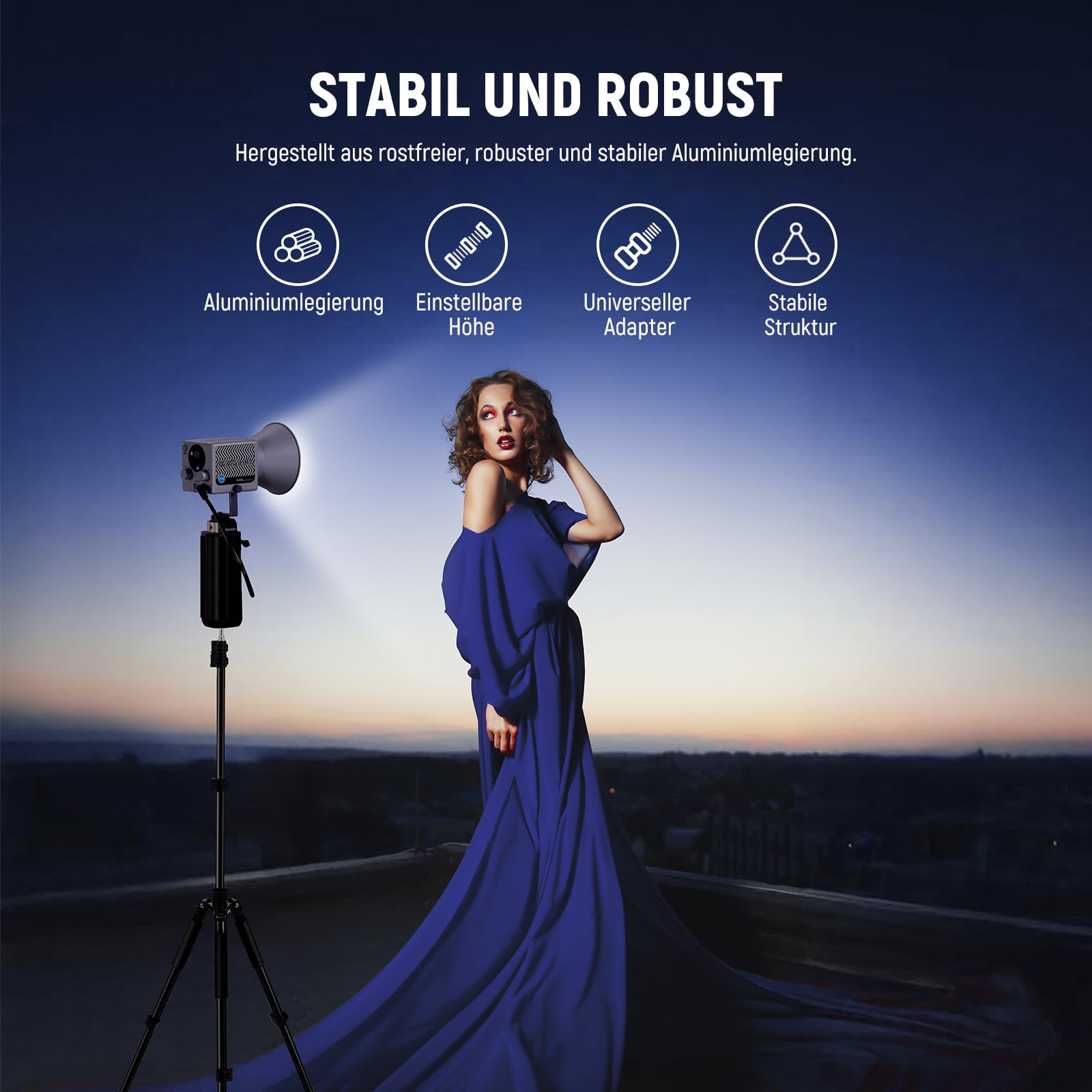NEEWER Fotografie Lichtstativ, 47–195cm (1,5–6,4 ft) Aluminium-Stativ mit umkehrbarer Studiobeleuchtung, Smartphone Videostativ mit 1/4" Schraube für Blitzlichtkamera Softbox, 2kg Tragkraft, ST195