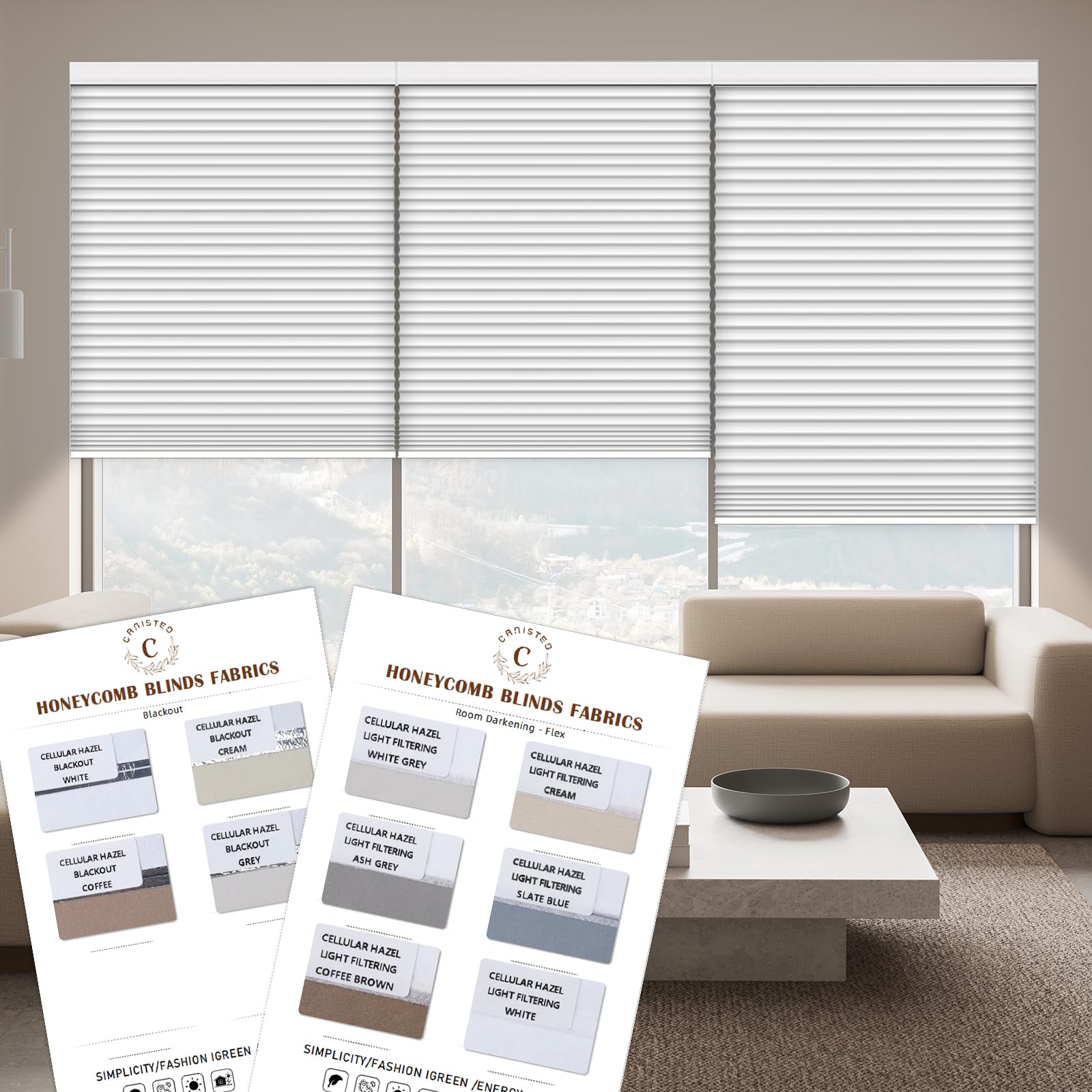 Motorized Cellular Shades Canisteo Blackout Smart Honeycomb Blinds Compatible with Alexa Google Home Homekit Cellular Shades with Remote