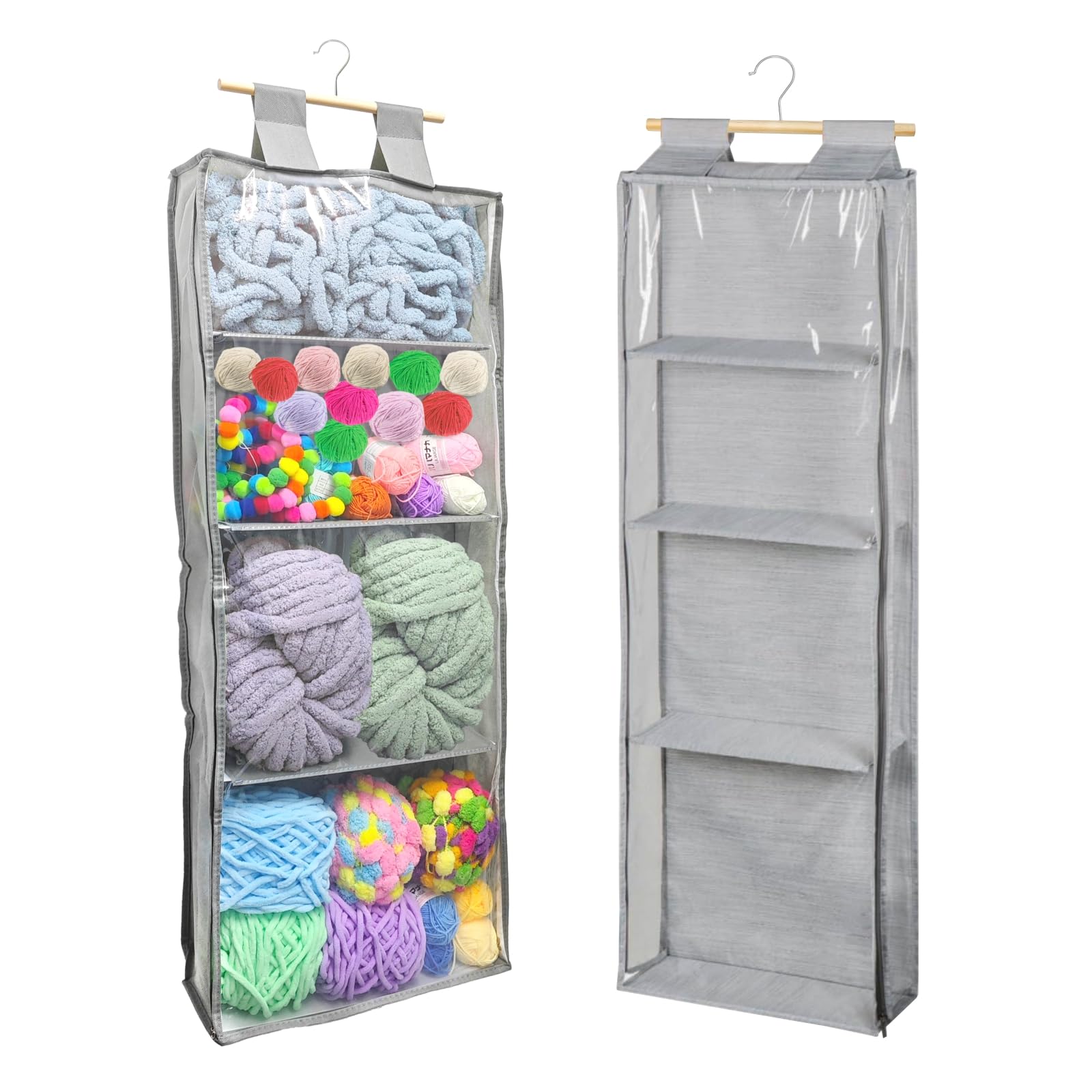 Hanging Yarn Storage Organizer with 4 Large Double ...