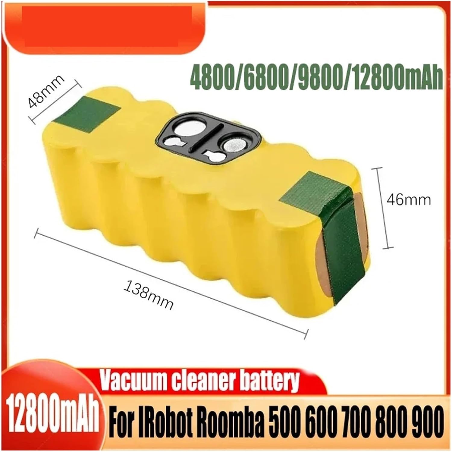 14.4V 6800mAh Compatible with IRobot Roomba Batteries 500 600 700 800 900 595 620 650 780 890 Series, Vacuum Cleaner Accessories(4800mAh)