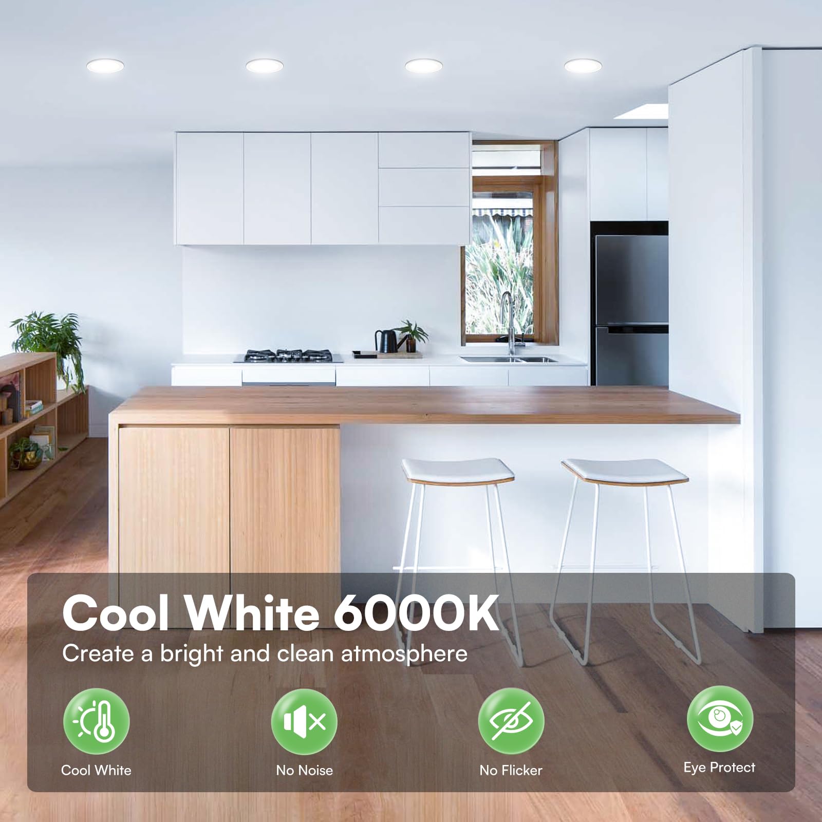 ALUSSO LED Einbaustrahler 230V, 5W Kaltweiß 6000K Deckenspots mit Abnehmbar Modul Nicht Dimmbar, Ø68mm Ultra Flach LED Einbauspot IP44 Waterproof für Küche Badezimmer Wohnzimmer, 24er