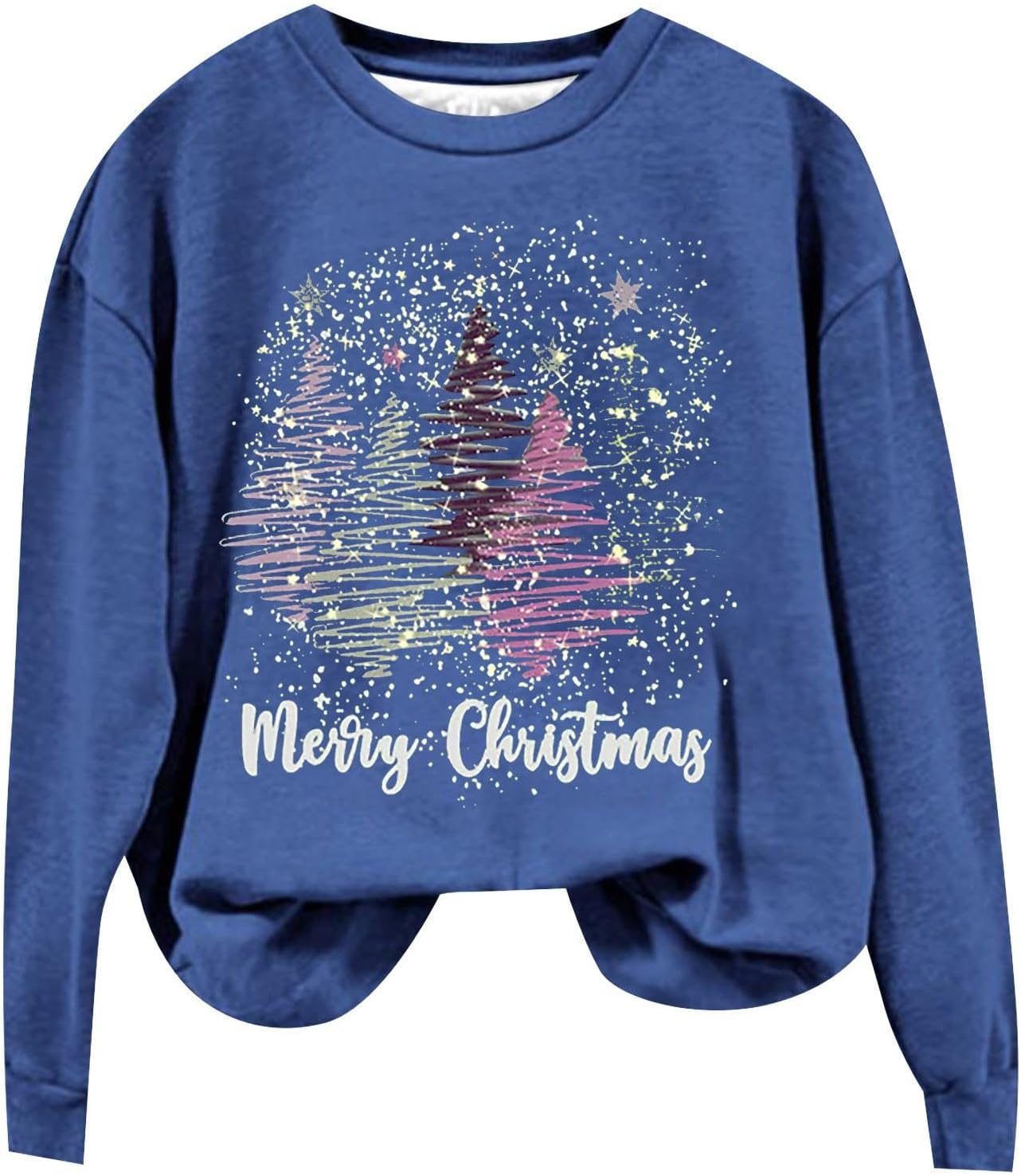 BLUBUKLKUNUgly Christmas Sweatshirt for Women Sequins Santa Claus Christmas Print Long Sleeve Crewneck Pullover Shirts
