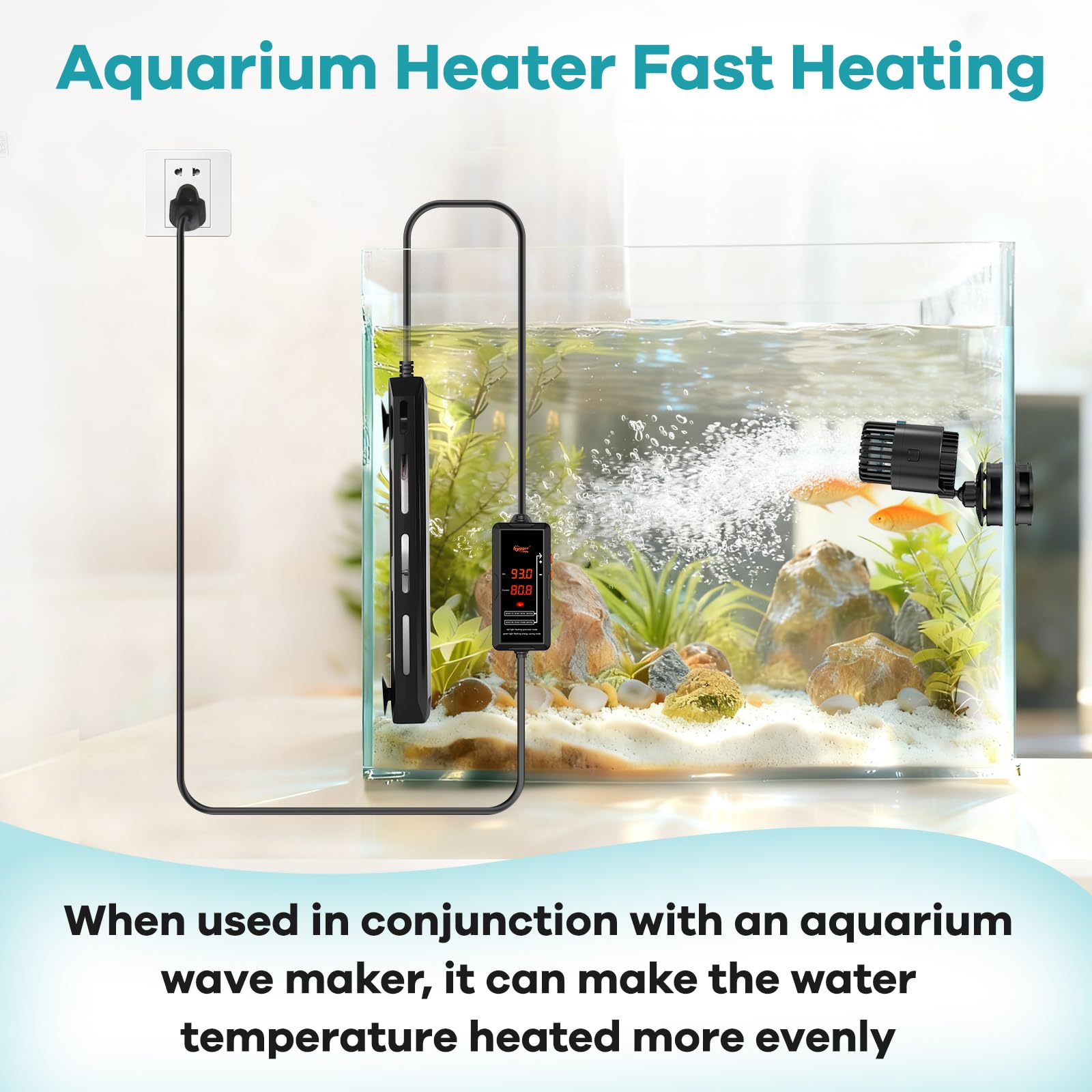 hygger Riscaldatore per acquario, 300 W/500 W/800 W/1000 W, riscaldatore sommergibile per acquario, riscaldatore sommergibile con regolatore di temperatura, allarme di protezione contro l'acqua dolce
