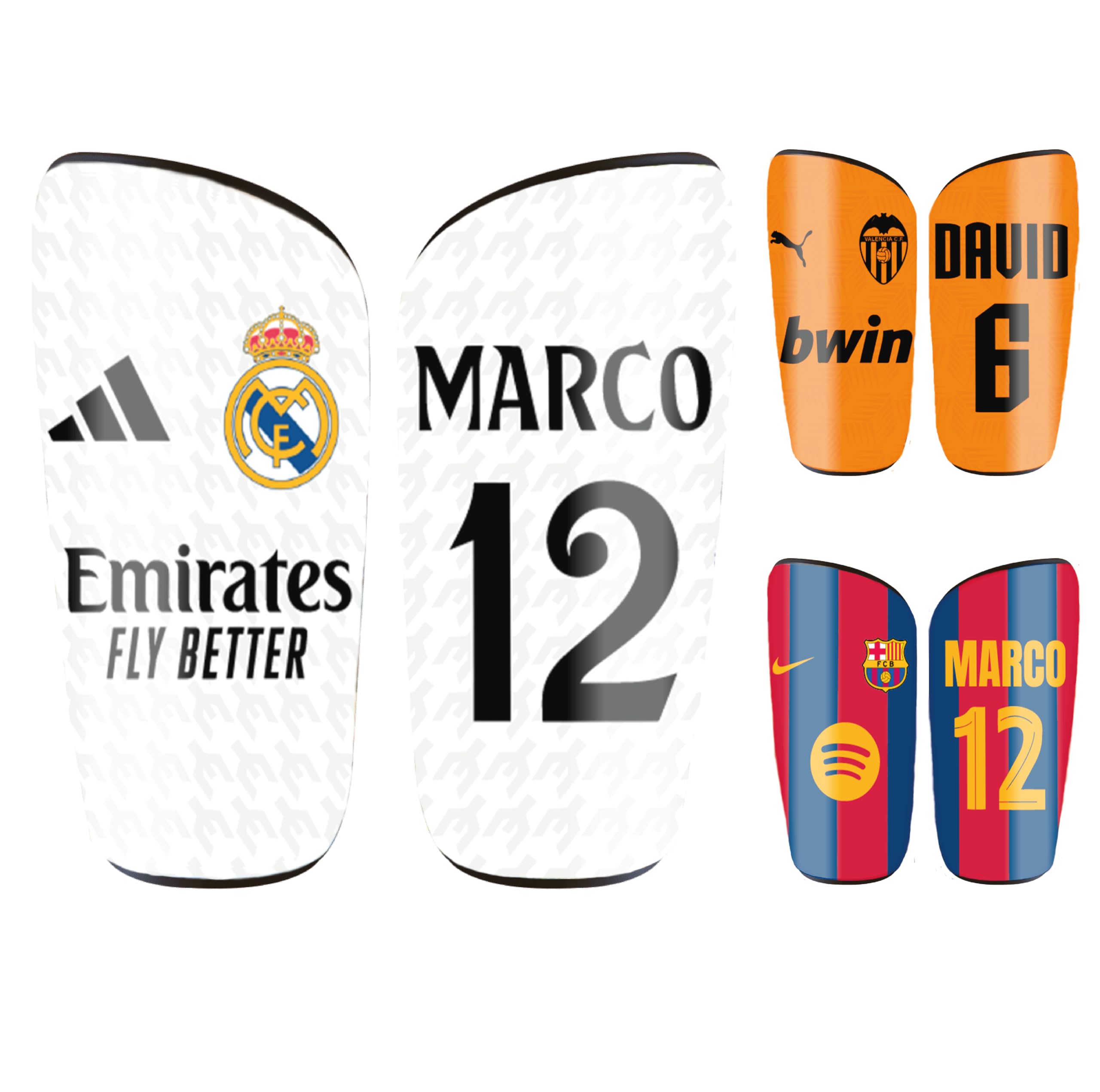 Espinilleras Personalizadas Futbol con Nombre y Dorsal para Niños y Adultos