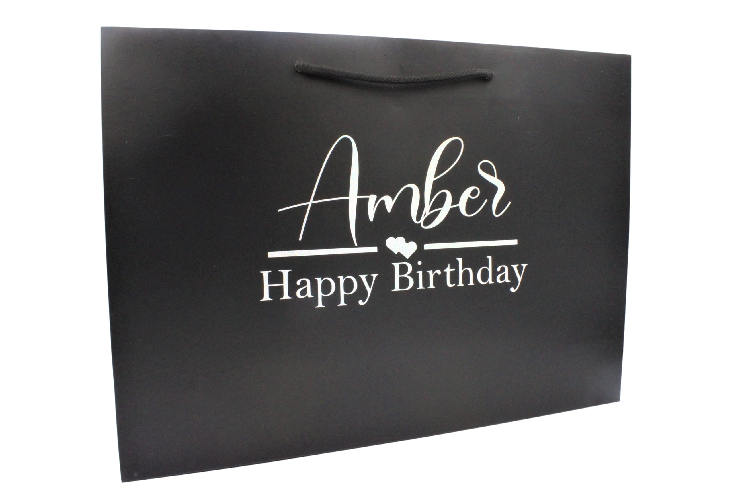 Luxury Gift Bag with Rope Handle | Personalised Gift Bags for Birthdays, Weddings, Bridal Party | Custom Gift Bags (BLACK - LARGE)