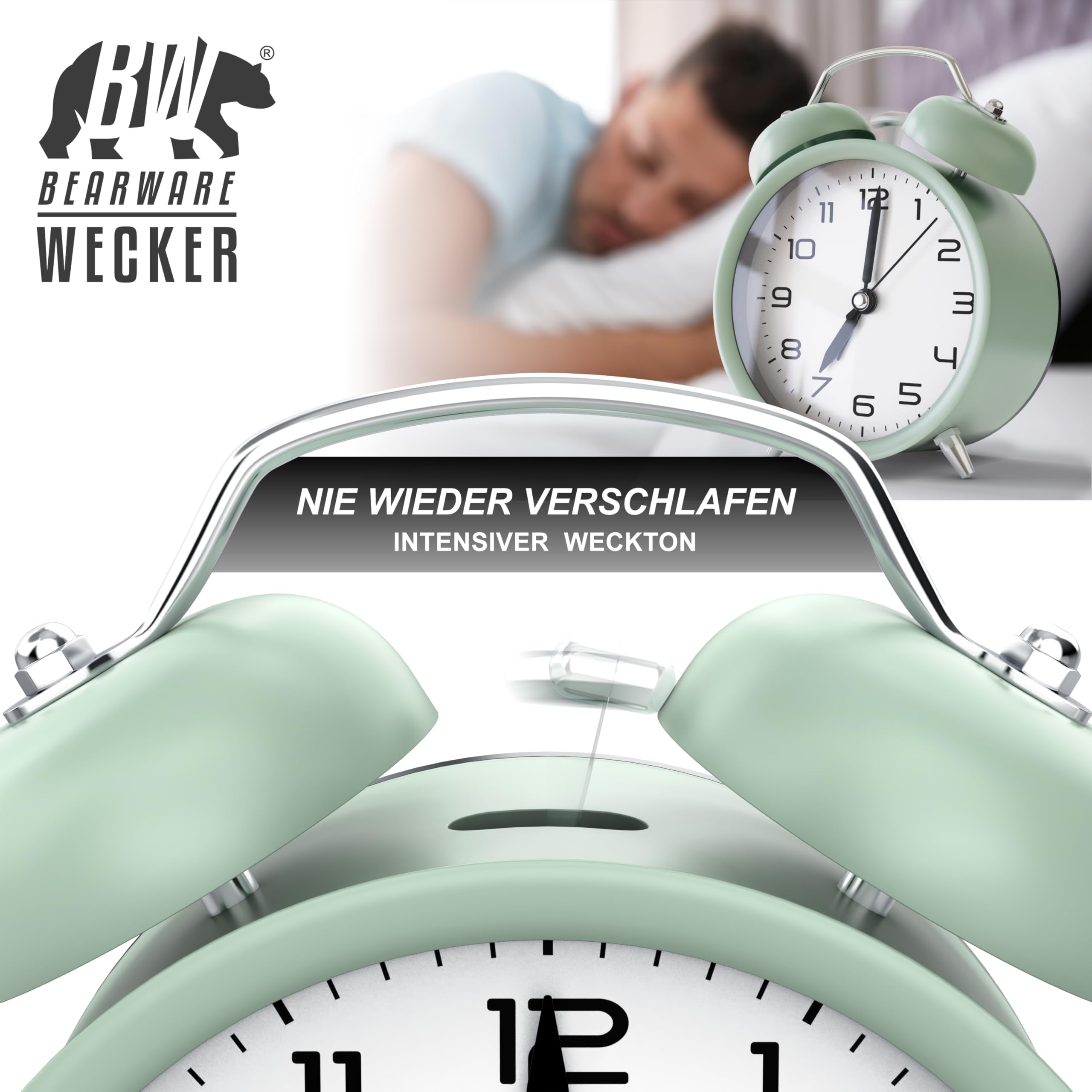 CSL Analog Wecker Ohne Ticken - Mit Beleuchtung Und Lautem Klingelton