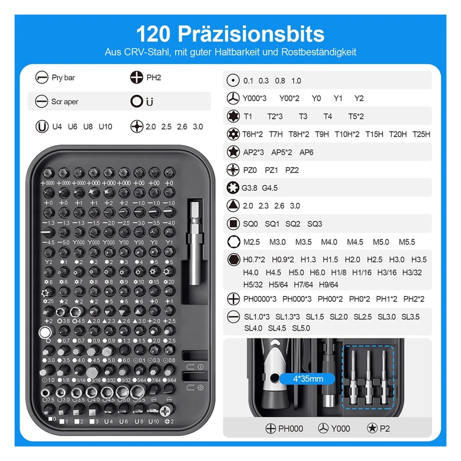 Set di Chiavi 130 in 1 Set di Cacciaviti di Precisione Kit di Utensili Manuali Portatili Punte Magnetiche Miniera Piccola for Cellulare Telefono Cellulare PC Riparazione Orologi(Blue Set)
