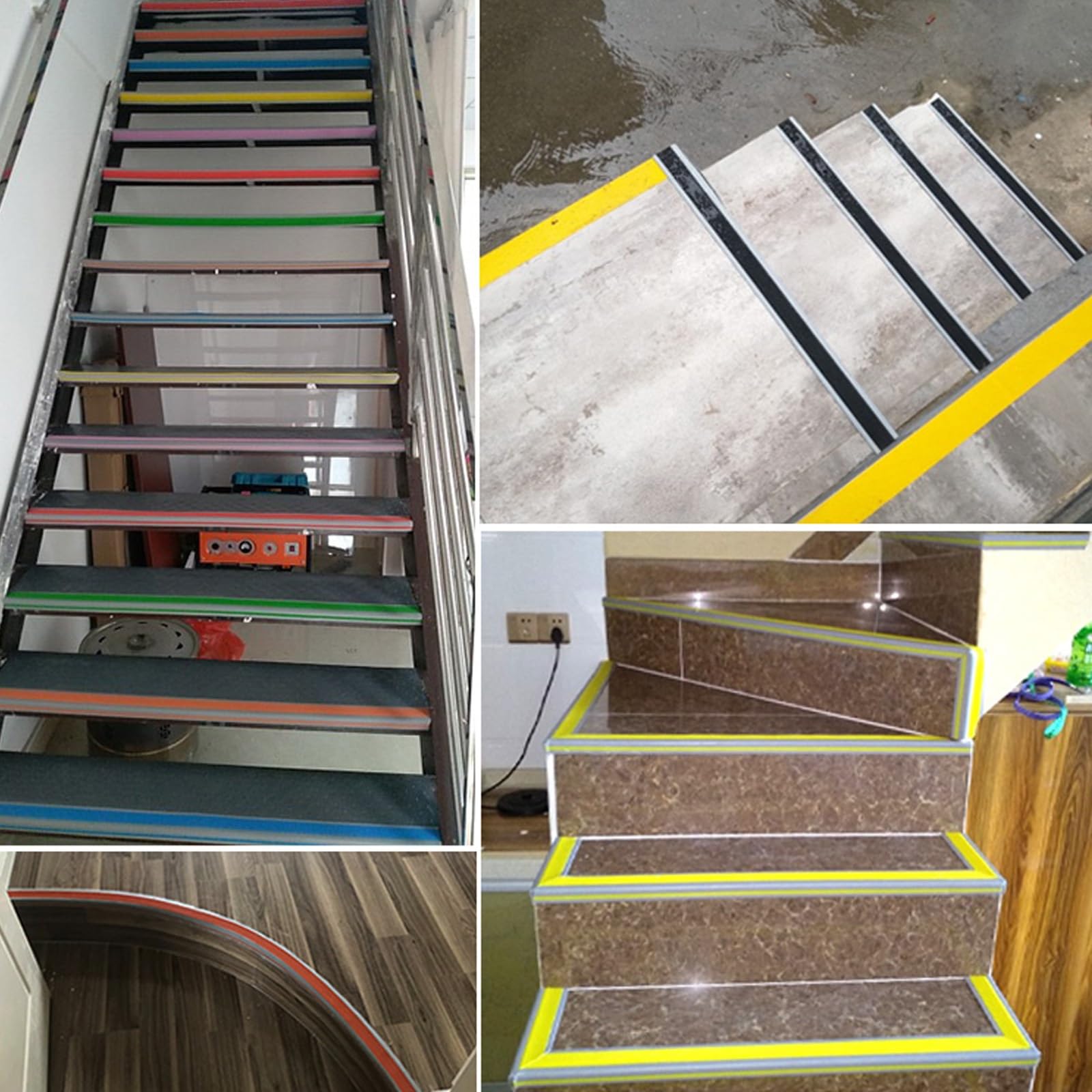 Forma A L Nastro Adesivo Antiscivolo per Scale, Nero 2m Strisce Antiscivolo per Scale Interne ed Esterne, Nastro Adesivo Antiscivolo In PVC, Adesivo E Antiscivolo, Adatto A Scale Interne ed Esterne (