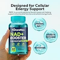 Vista 2 de Suplemento liposomal NAD+ de 650 mg, NAD+, complejo de resveratrol y quercetina para energía celular, probado por terceros, alternativa al