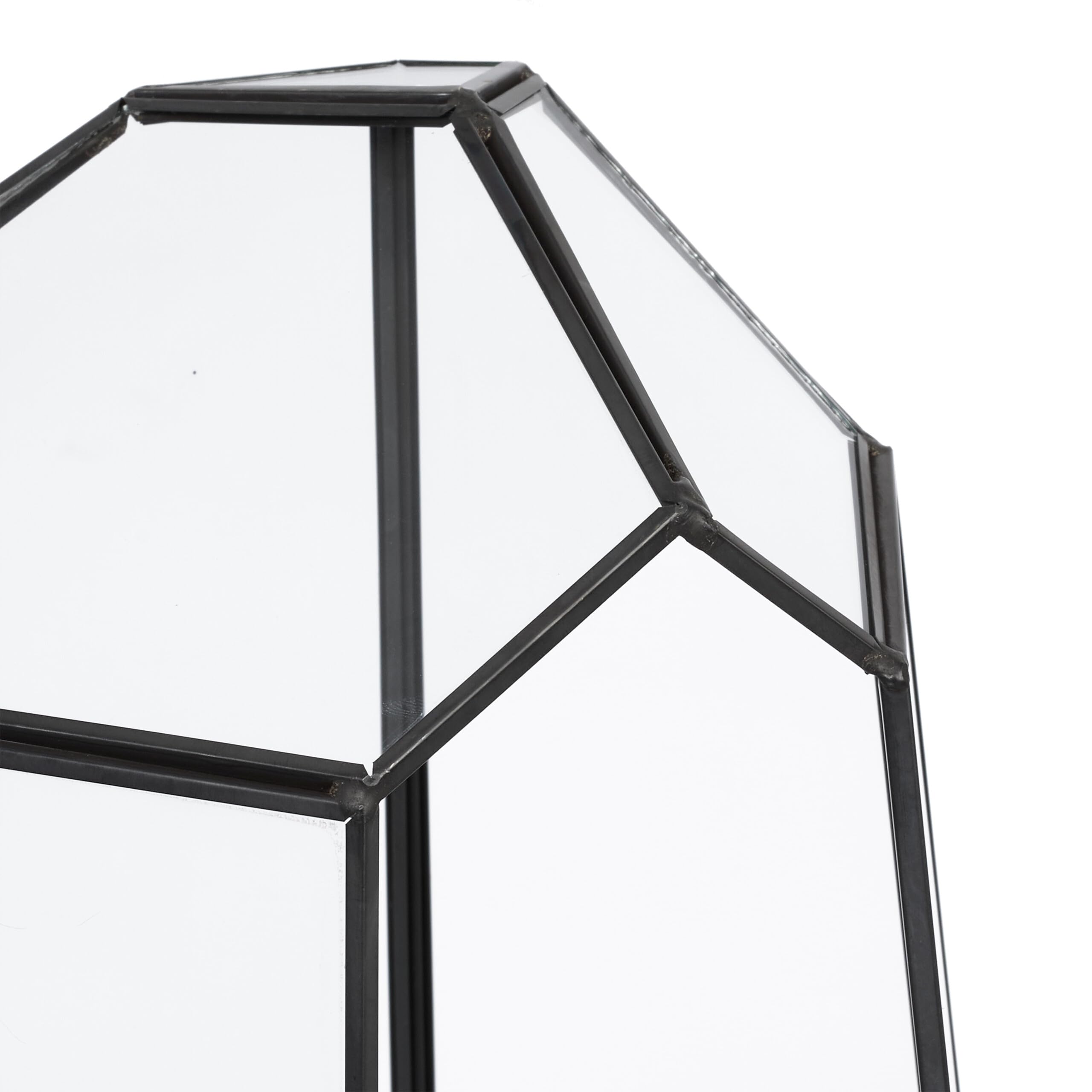Relaxdays Terrarium Verre étain pour succulentes cactus, Noir