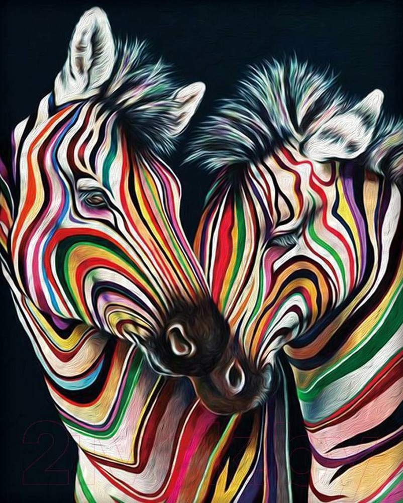 Awesocrafts Cross Stitch Stamped Kits Colorful Zebra Animals Easy Patterns Cross Stitching Embroidery Needlework Kit Supplies (Zebra) — image 1