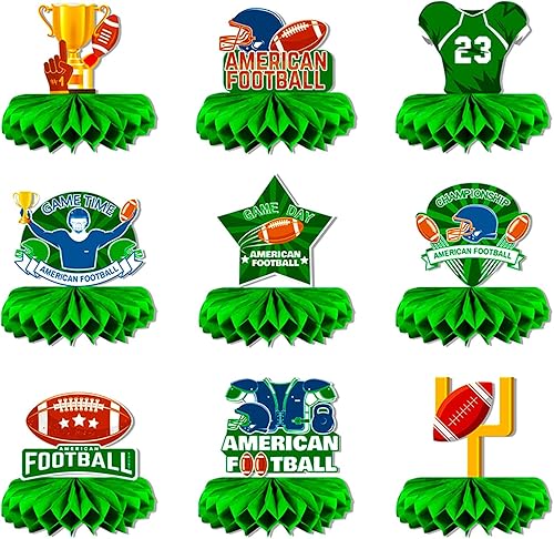 9 centros de mesa de fútbol para decoración de mesa, decoraciones de fiesta del Super Bowl 2024 con forma de panal de abeja para fútbol, fiesta de