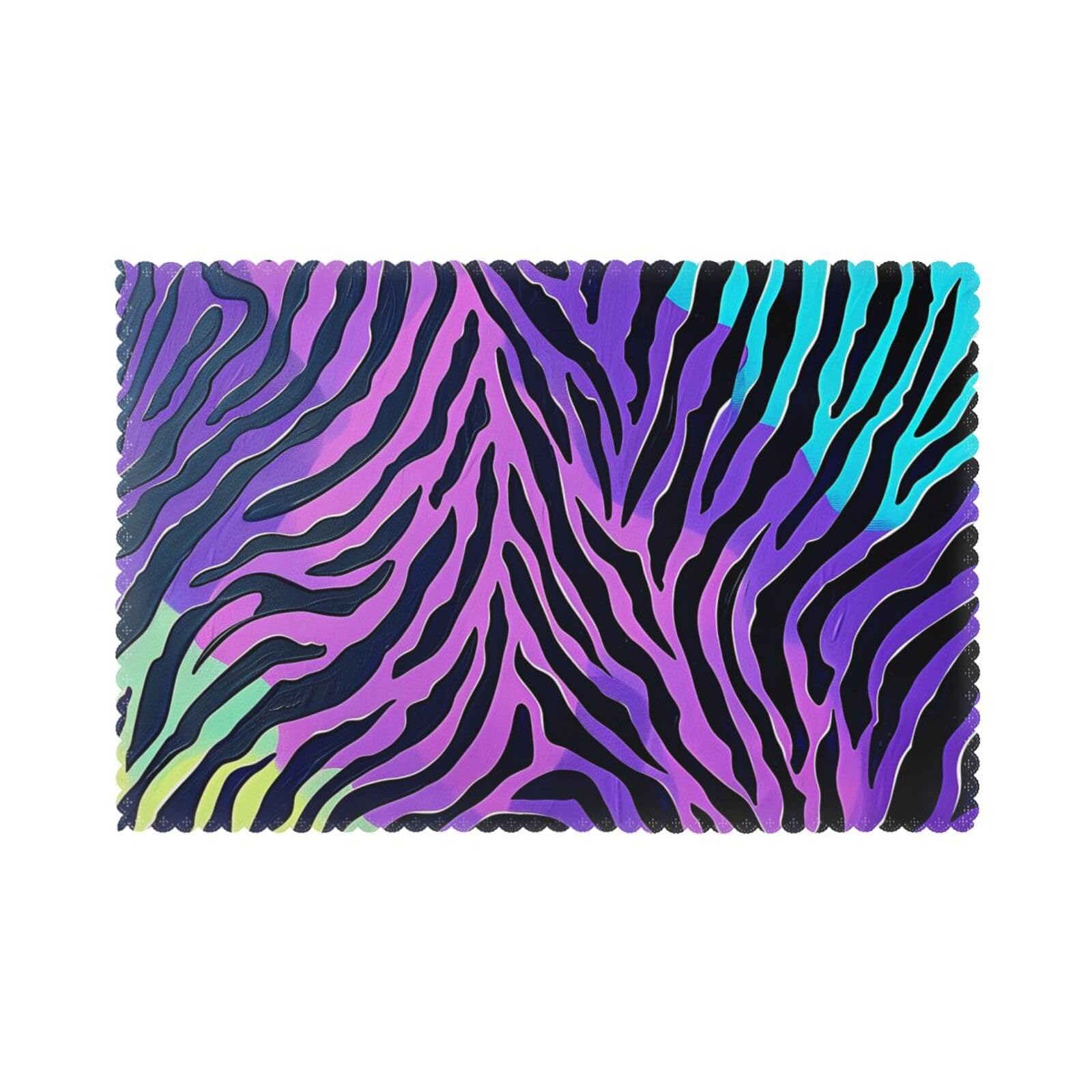 Blue Green Camouflage Zebra Stripes Printed Placemat Heat Resistant Place Mats Set of 6 PCS Washable Kitchen Table Mats, 12x18 Inch
