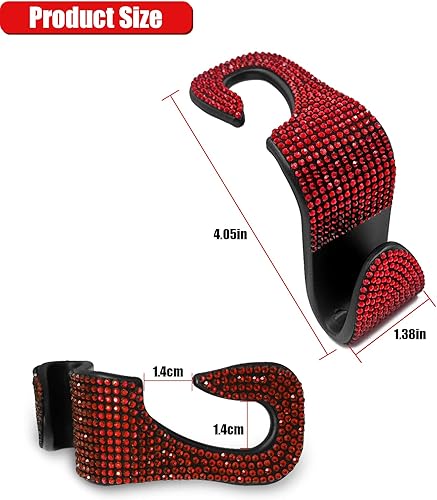 Miniatura 8 de OSIFIT 2 ganchos para asiento de automóvil, ganchos para reposacabezas de automóvil con diamantes de imitación, accesorios universales para interior