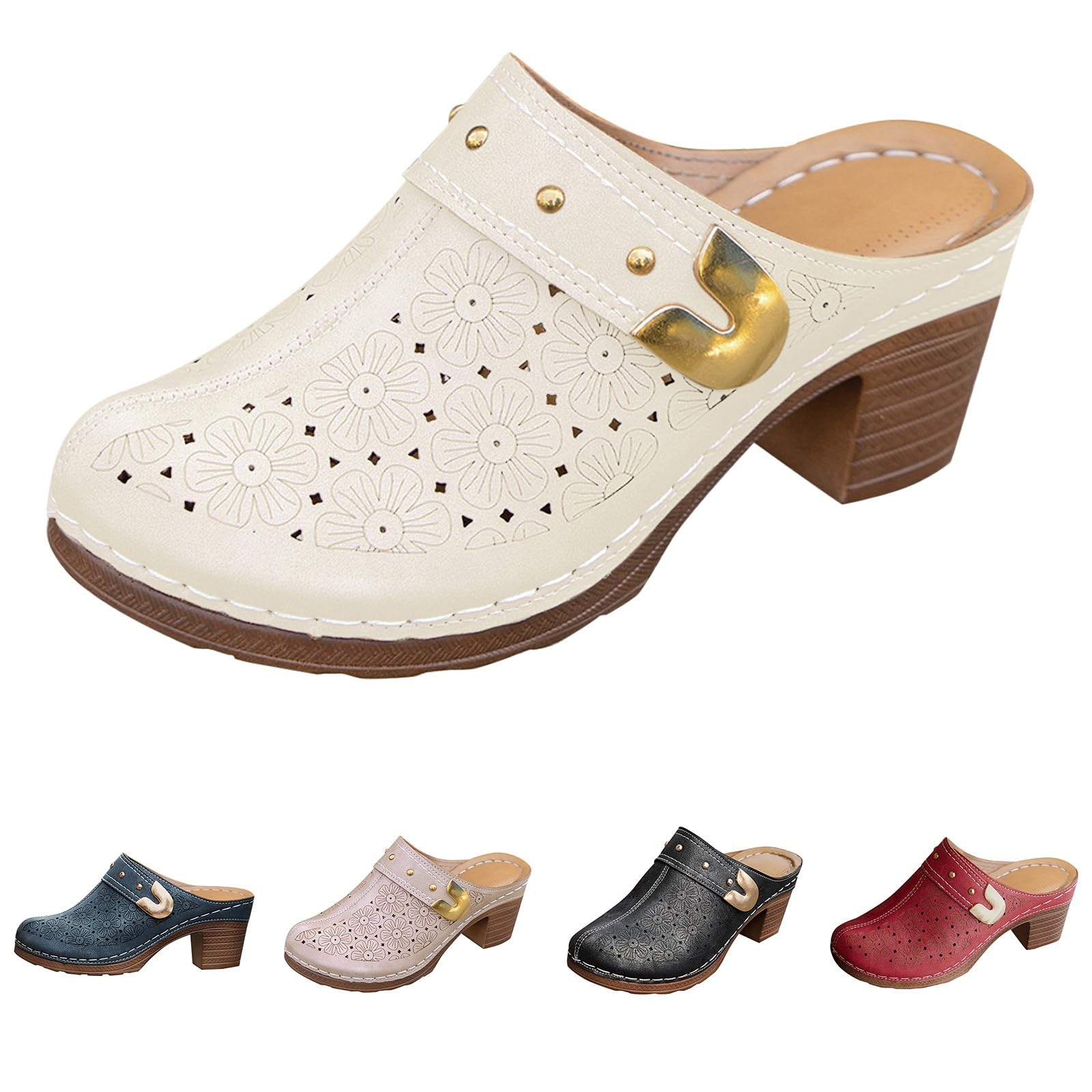 Mules Fermées Femme Avec Talon Bloc - Style Bohème, Confortables, Respirantes - Idéales été, Sandales Ouvertes Arrière