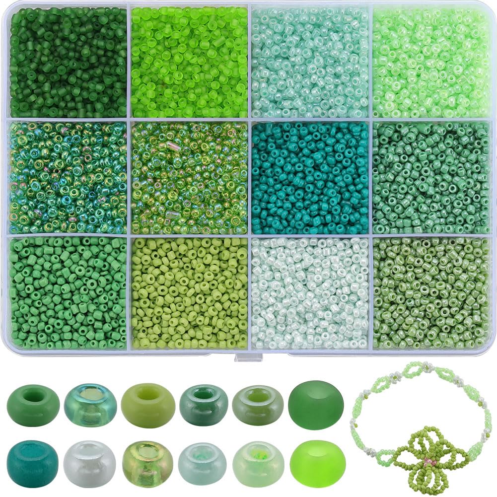 Perles de rocaille vertes de 2 mm SUNNYCLUE Boîte de 9600 pièces pour création bijoux
