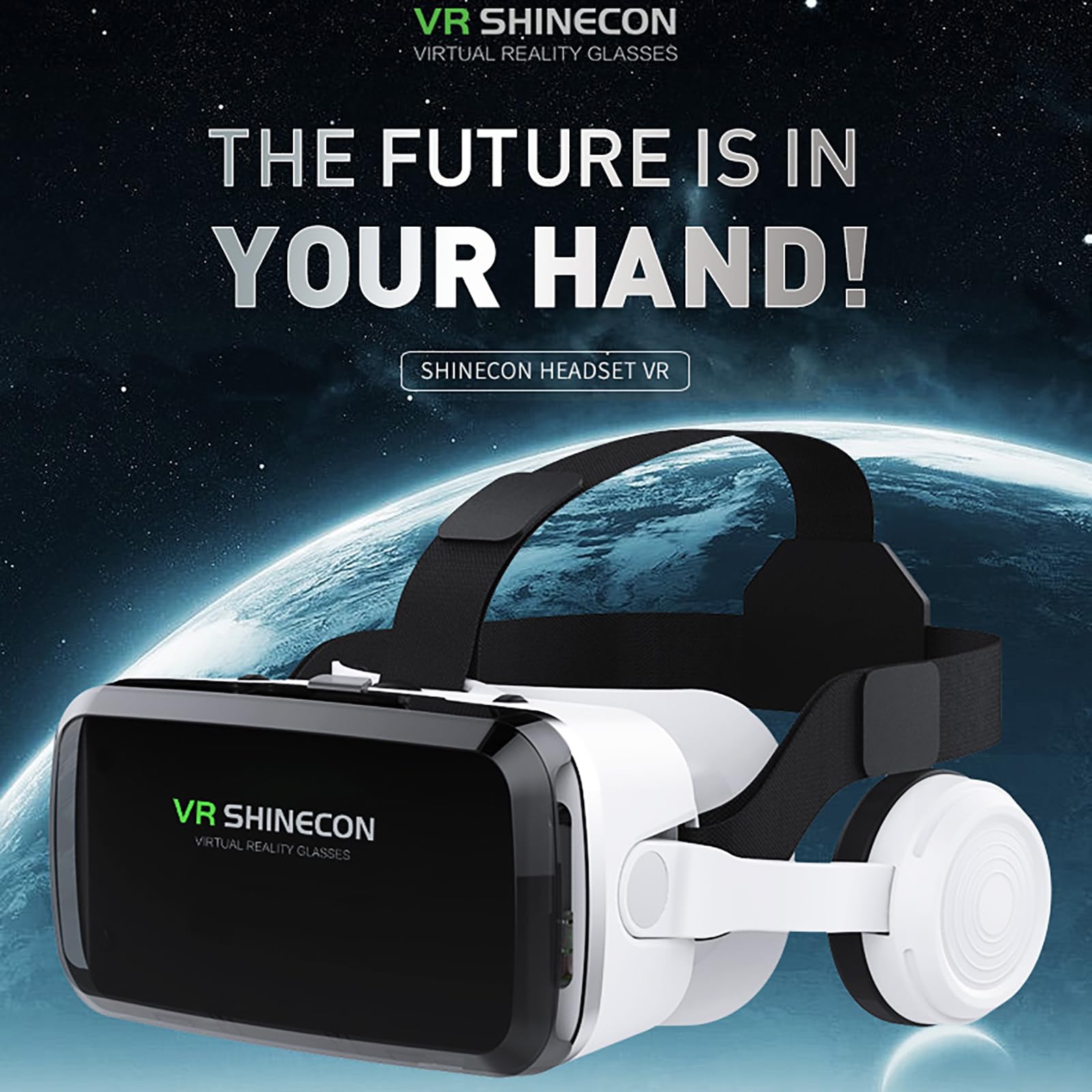 【3D VR Headset mit integrierten Bluetooth-Kopfhörern】Kompatibel mit iOS/Android-Geräten, für iPhone/Samsung-Handys, ideal für Filme und Gaming