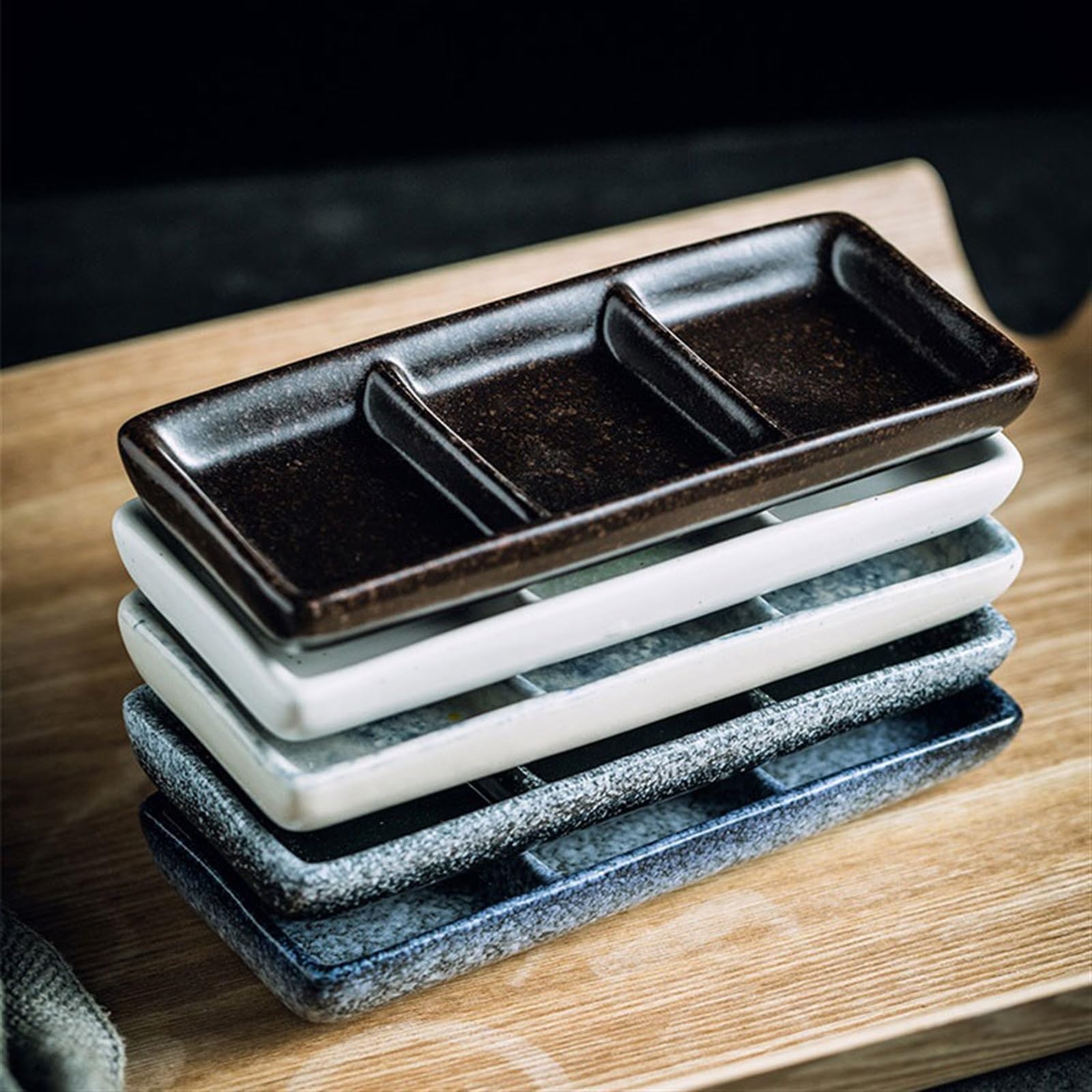 Keramik-Soßenschälchen Ceramic Salad Bowls Separate Seasoning And Dipping Compartments Barbecue Multicolor 1 piece(F)