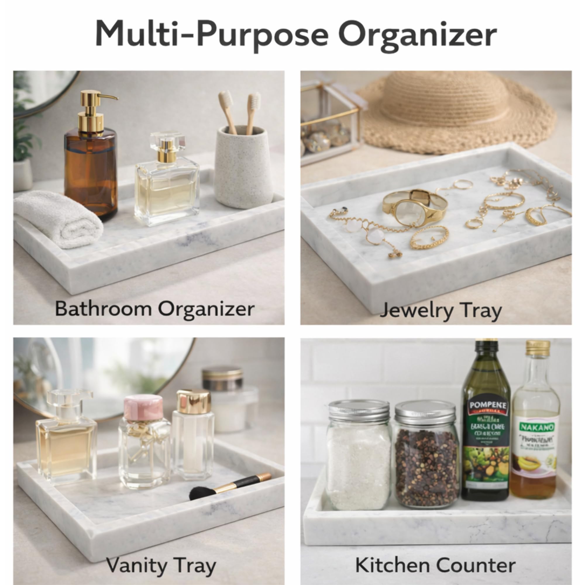 KC KULLICRAFT Natural White Marble Tray, 10"×6" Medium 4