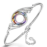 "Rise From the Ashes" Phoenix Bracelet Made with Crystals from Austria&comma; Adjustable Bangle Bracelet for Women 7"&plus;2"&comma; Packaged with Jewelry Box&comma; Birthday Gift for Women&comma; Symbol of Luck and Renewal